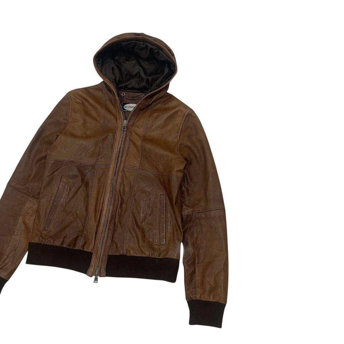 Beams Plus Vintage Beams Lamb Leather Hoodie Jacket Size S / US 4 / IT 40 - 5 Thumbnail
