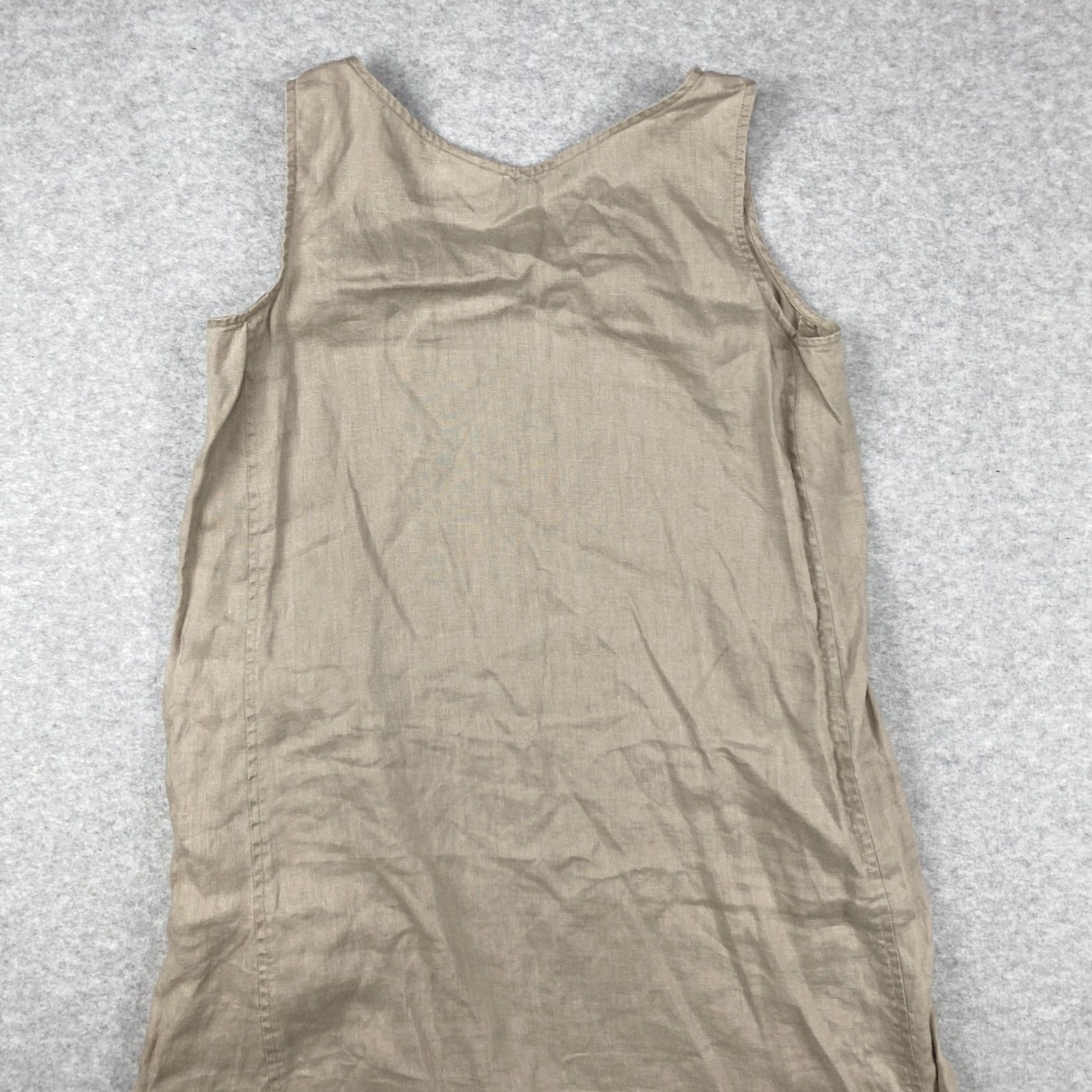 Vintage VINTAGE? No — Pure Jill Linen Dress Womens 2XS Khaki Shift Sleeveless V-Neck Asymmetric Hem Dress Size XXS / US 00 / IT 34 - 6 Thumbnail