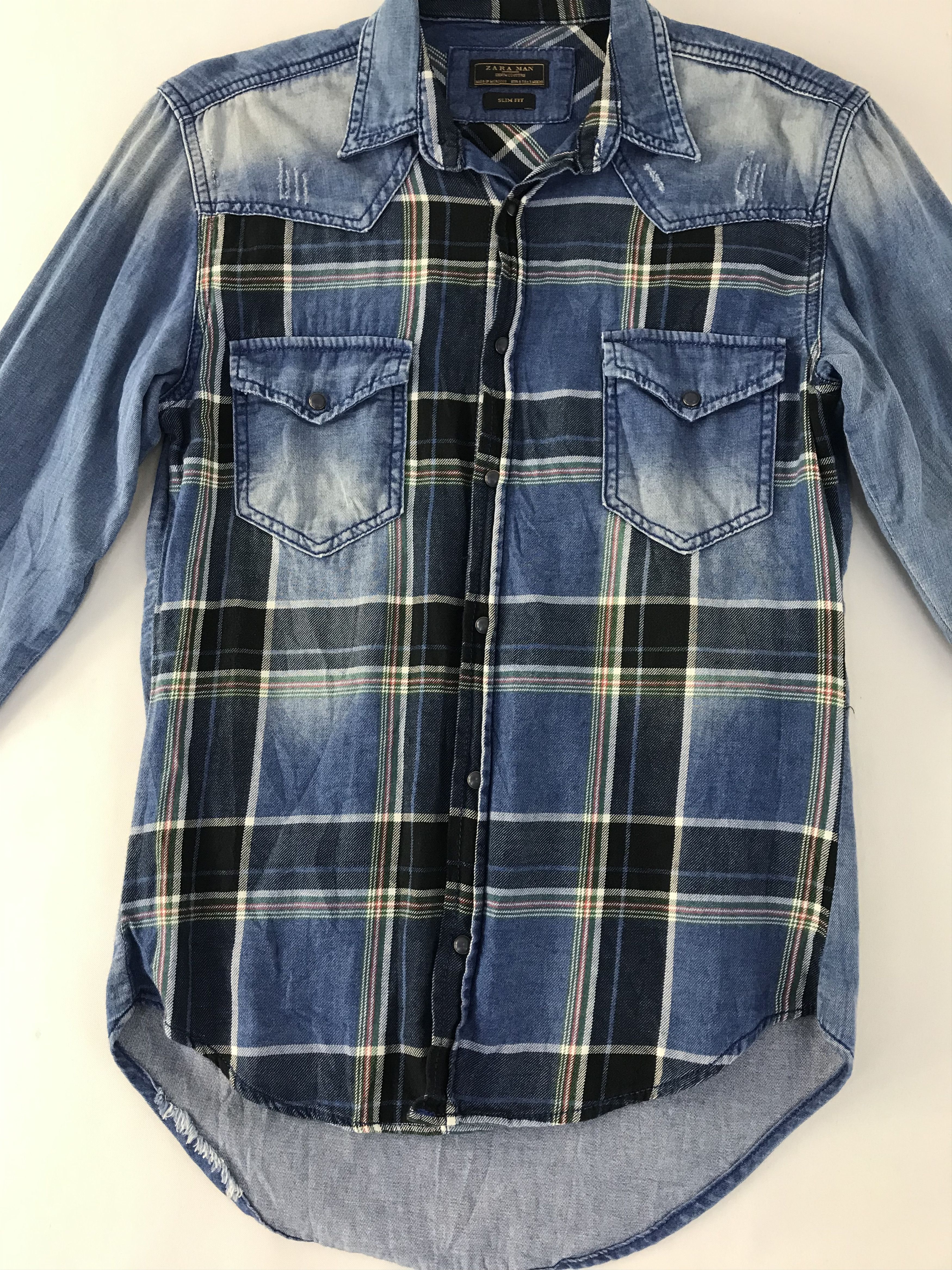 Zara Zara Man Denim Couture Slim Fit Western Denim Shirt Size US S / EU 44-46 / 1 - 3 Thumbnail