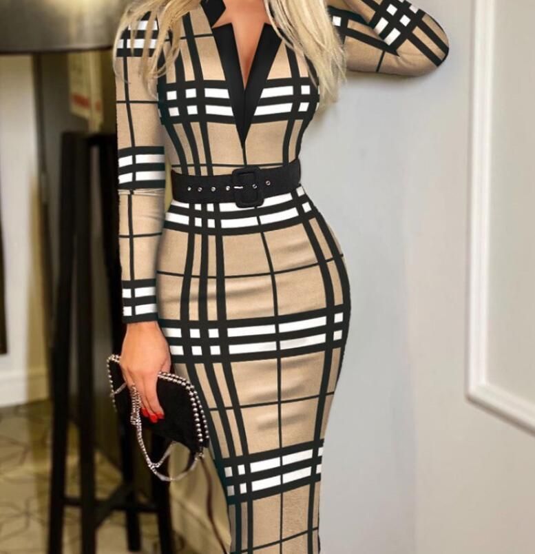 Designer NWT, Lavishly Paris Belted Fall Season Plaid Design Dress Size M / US 6-8 / IT 42-44 - 8 Thumbnail