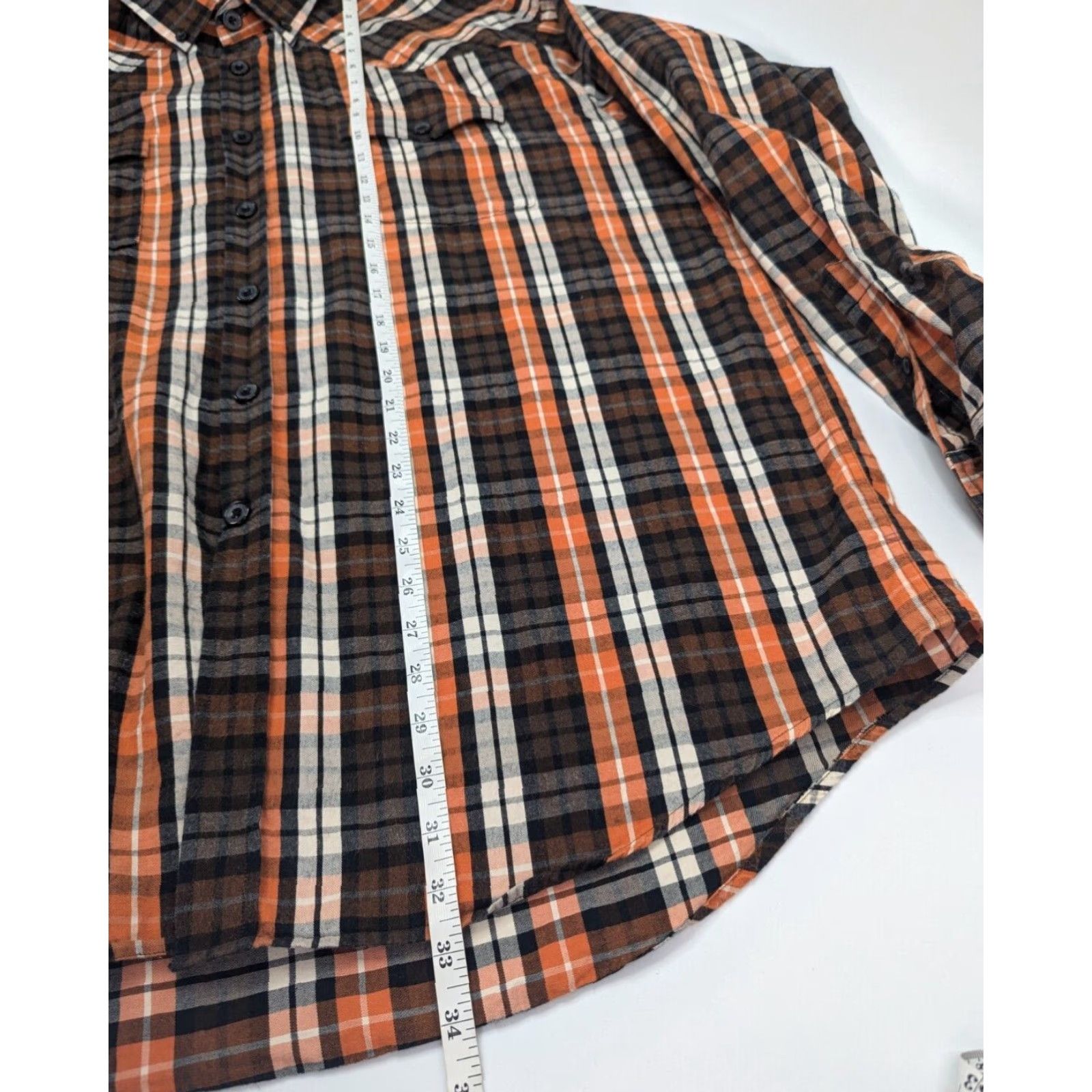 Vintage Reel Legends Button-Up Shirt Men 2XL Flannel Orange Plaid Long Sleeve Button-Down Casual Workwear Size US XXL / EU 58 / 5 - 5 Thumbnail