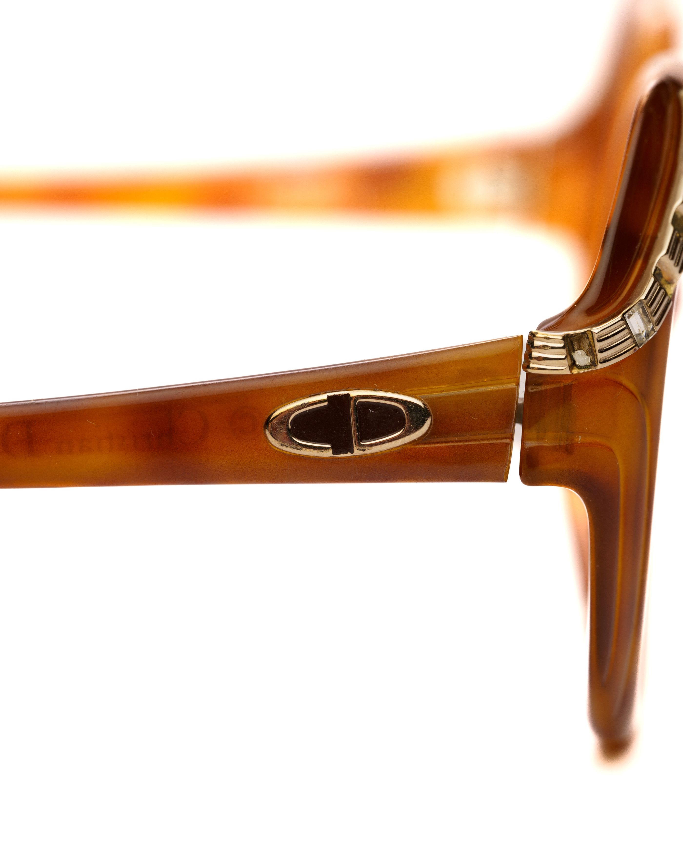 Christian Dior Monsieur Christian Dior '80s Brown Oversized Glasses with Gems Size ONE SIZE - 2 Thumbnail