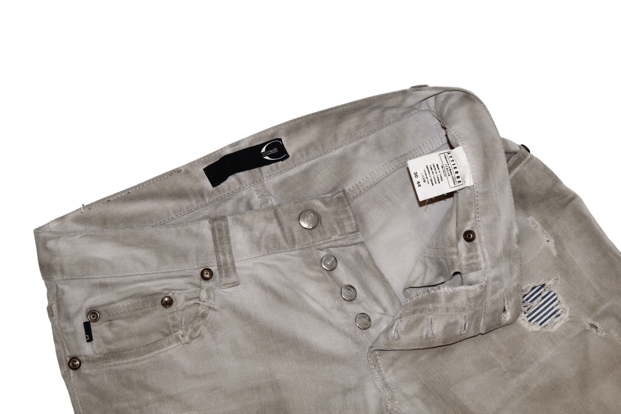 Just Cavalli Just Cavalli Rips Repair Distressed Coated Denim Slim Pants Size US 30 / EU 46 - 7 Thumbnail