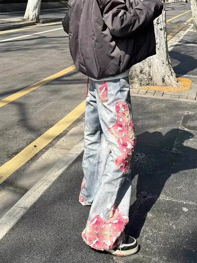 Japanese Brand Design printed patchwork flared jeans Size US 29 - 3 Thumbnail