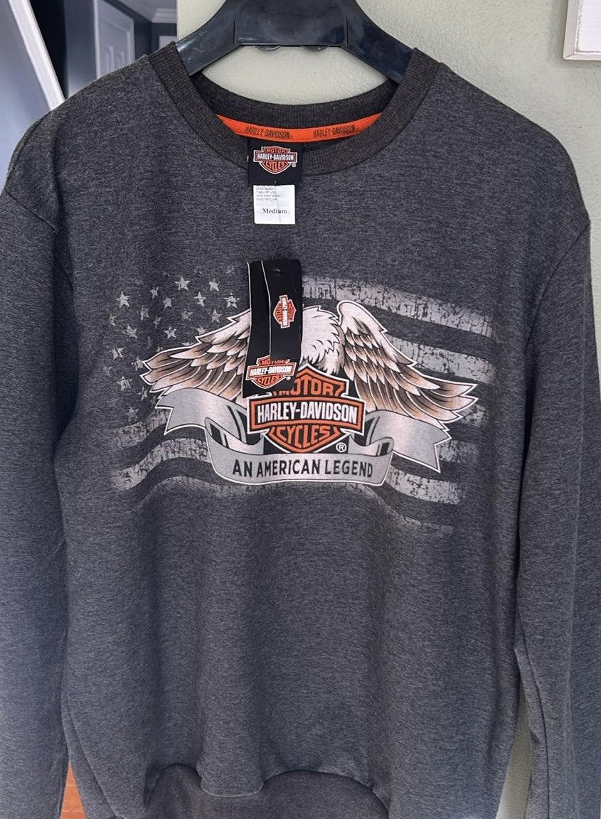 Harley Davidson × Vintage Vintag Harley Davidson HD Marbled Grey Sweatshirt Size US M / EU 48-50 / 2 - 1 Thumbnail