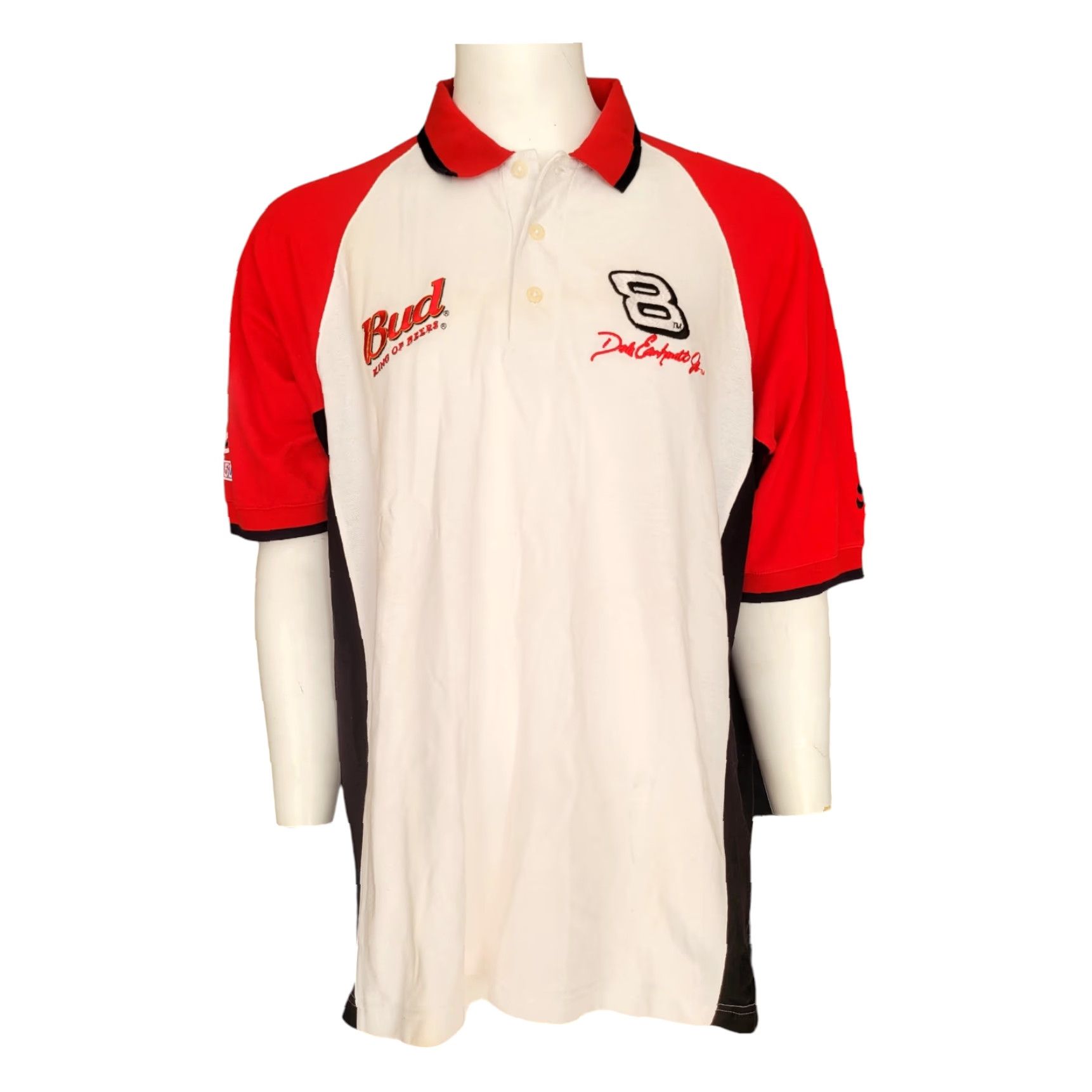 Chase Authentics Chase Authentics Budweiser Dale Earnhardt Jr. Racing Polo Shirt 2XL Cotton Red Black White NASCAR Embroidered Logo Mens Size US XXL / EU 58 / 5 - 2 Thumbnail