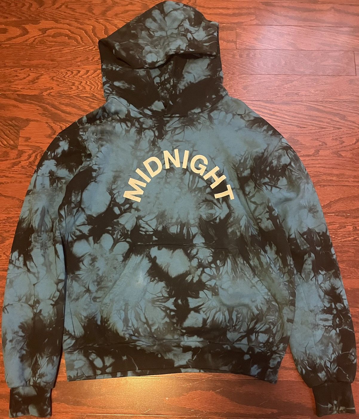 image of Asap Rocky x Midnight Studios Blue Tie Dye Hoodie in Black, Men's (Size Small)