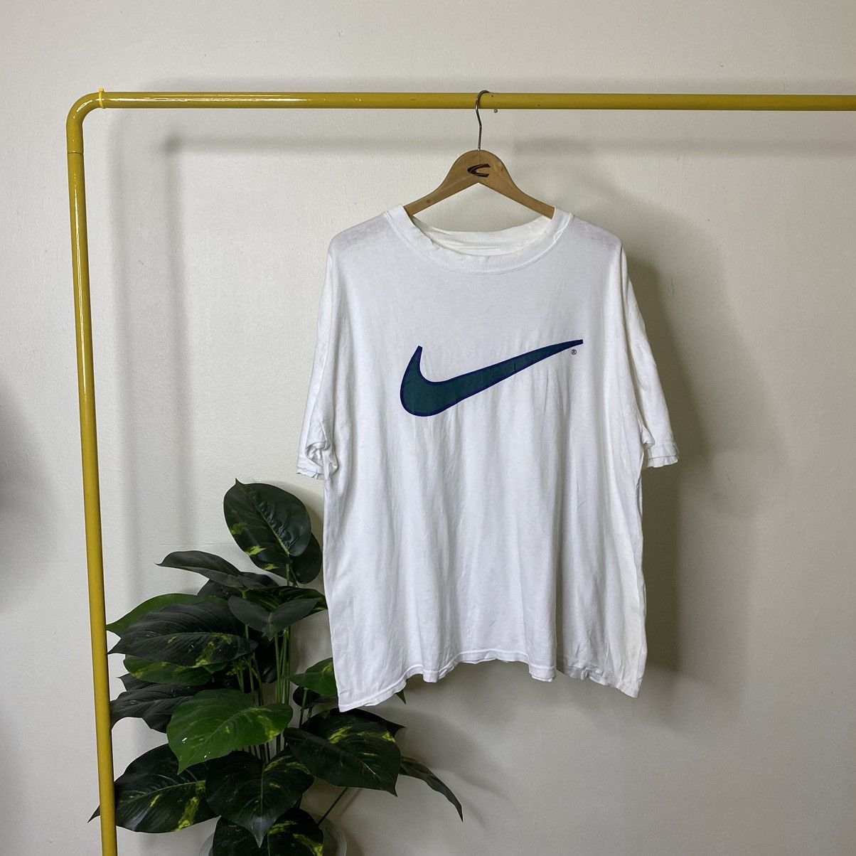 Nike × Vintage Vintage 1990s Nike Big Swoosh Boxy Tee Size US XL / EU 56 / 4 - 1 Thumbnail