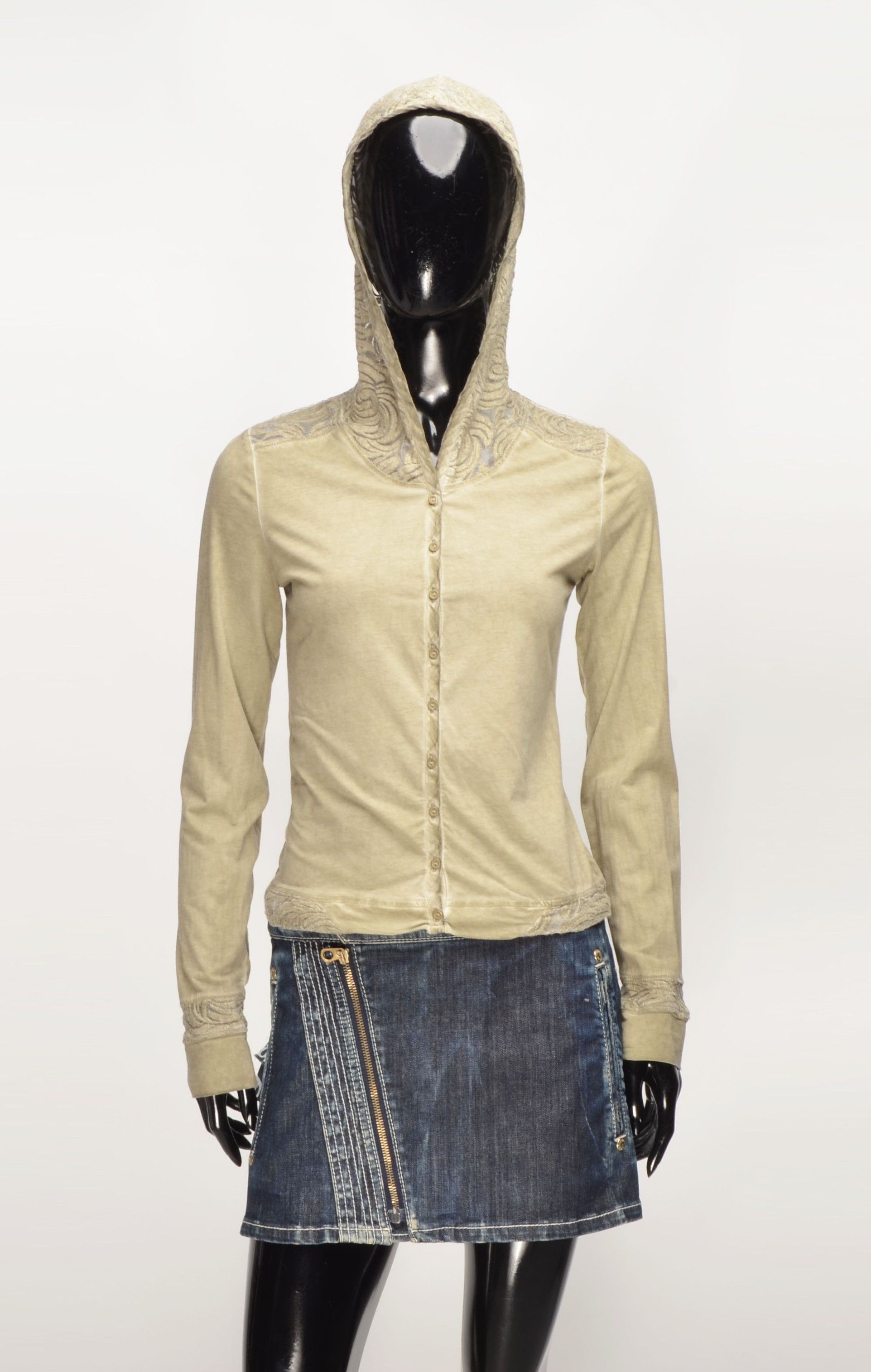 Vintage Nile Atelier Y2K Cottage Garment Dyed Mesh Hood Cardigan Size XS / US 0-2 / IT 36-38 - 7 Thumbnail