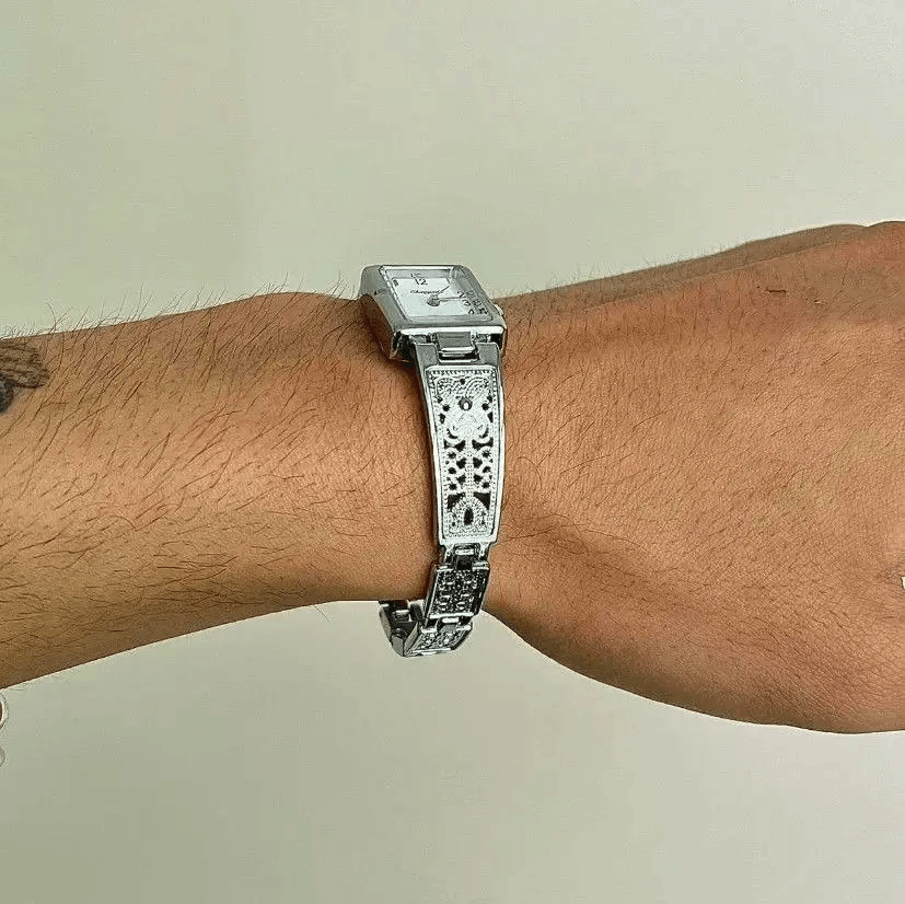 Jewelry 2000s vintage rectangle stainless steel quartz luxury watch Size ONE SIZE - 2 Thumbnail