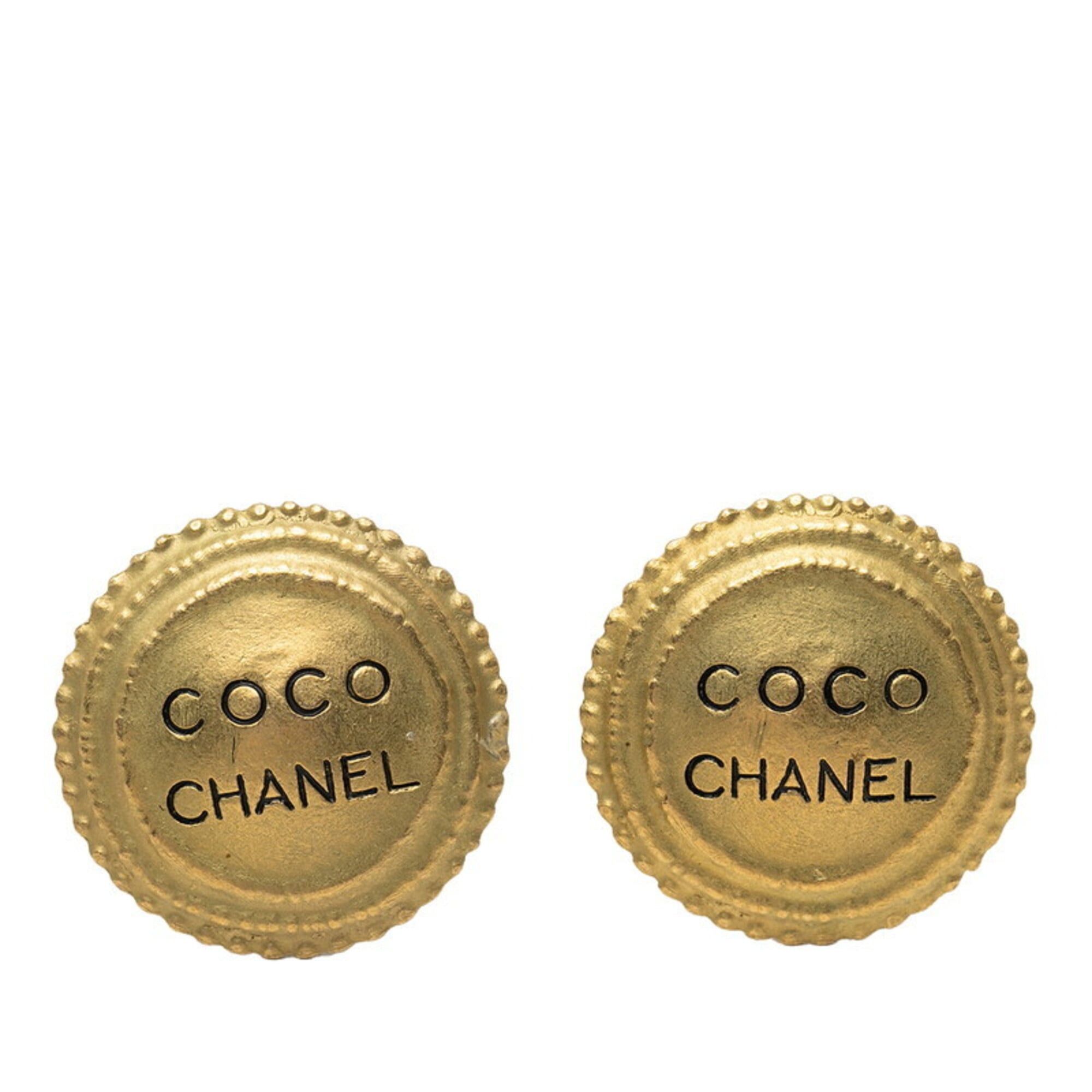 Chanel Chanel Round Earrings, 94P Engraving, Vintage Gold Plated, Women's CHANEL Size ONE SIZE - 1 Thumbnail