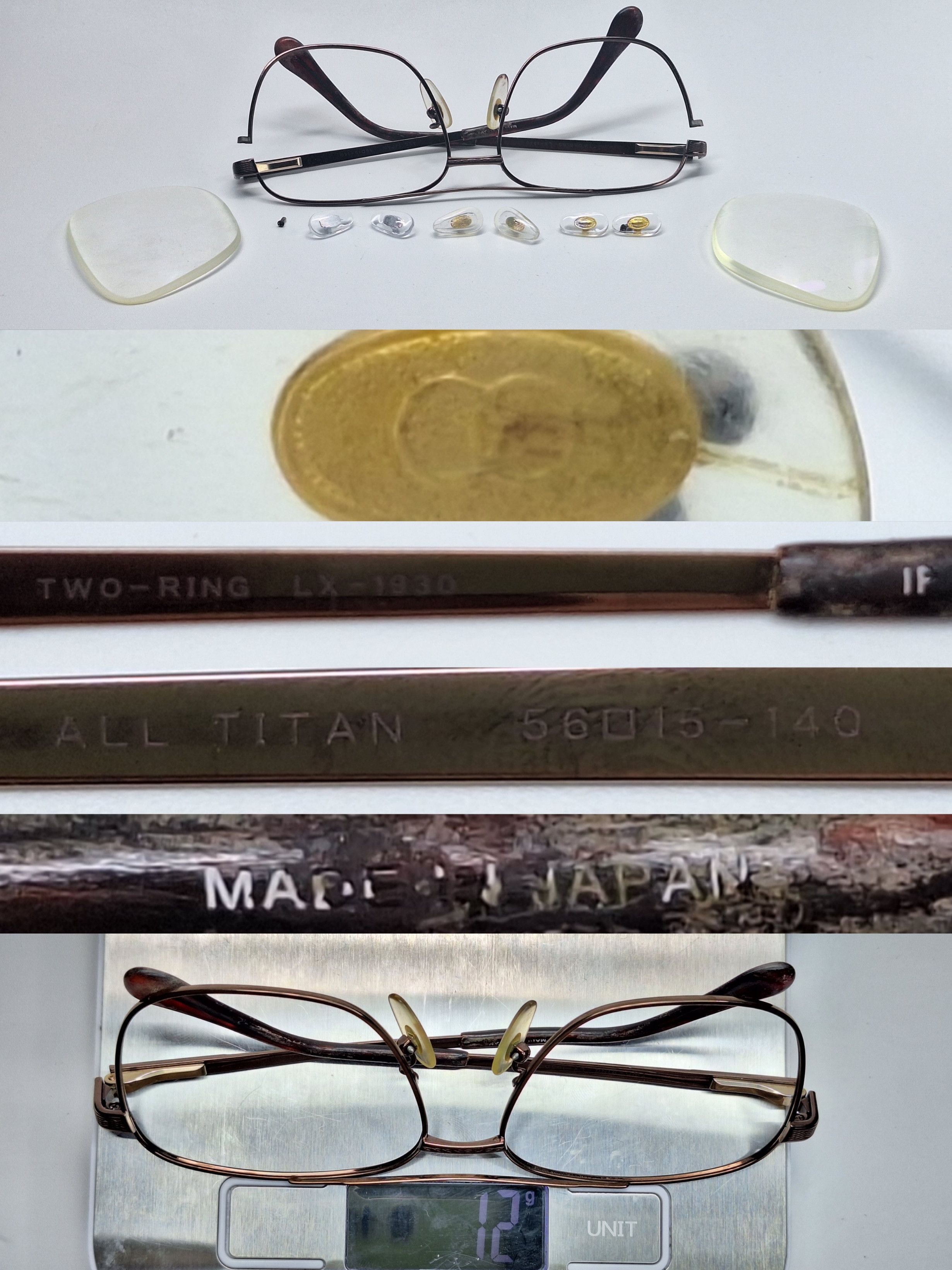 Other Two-Ring LX-1930 All Titanium IP Double Bridge Eyeglass Size ONE SIZE - 6 Thumbnail