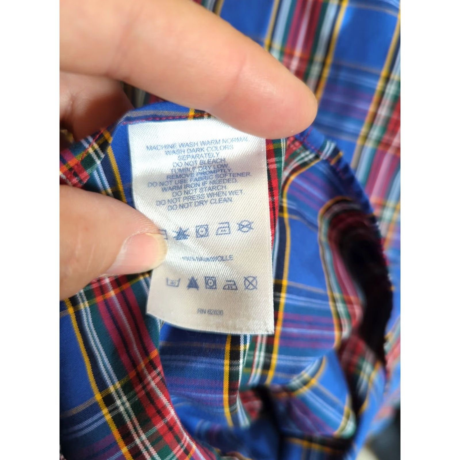 Lands' End VINTAGE Lands' End Mens Long Sleeve Button-Down Shirt, Big & Tall, 17-34, Blue Plaid, Cotton Blend Size US XL / EU 56 / 4 - 7 Thumbnail