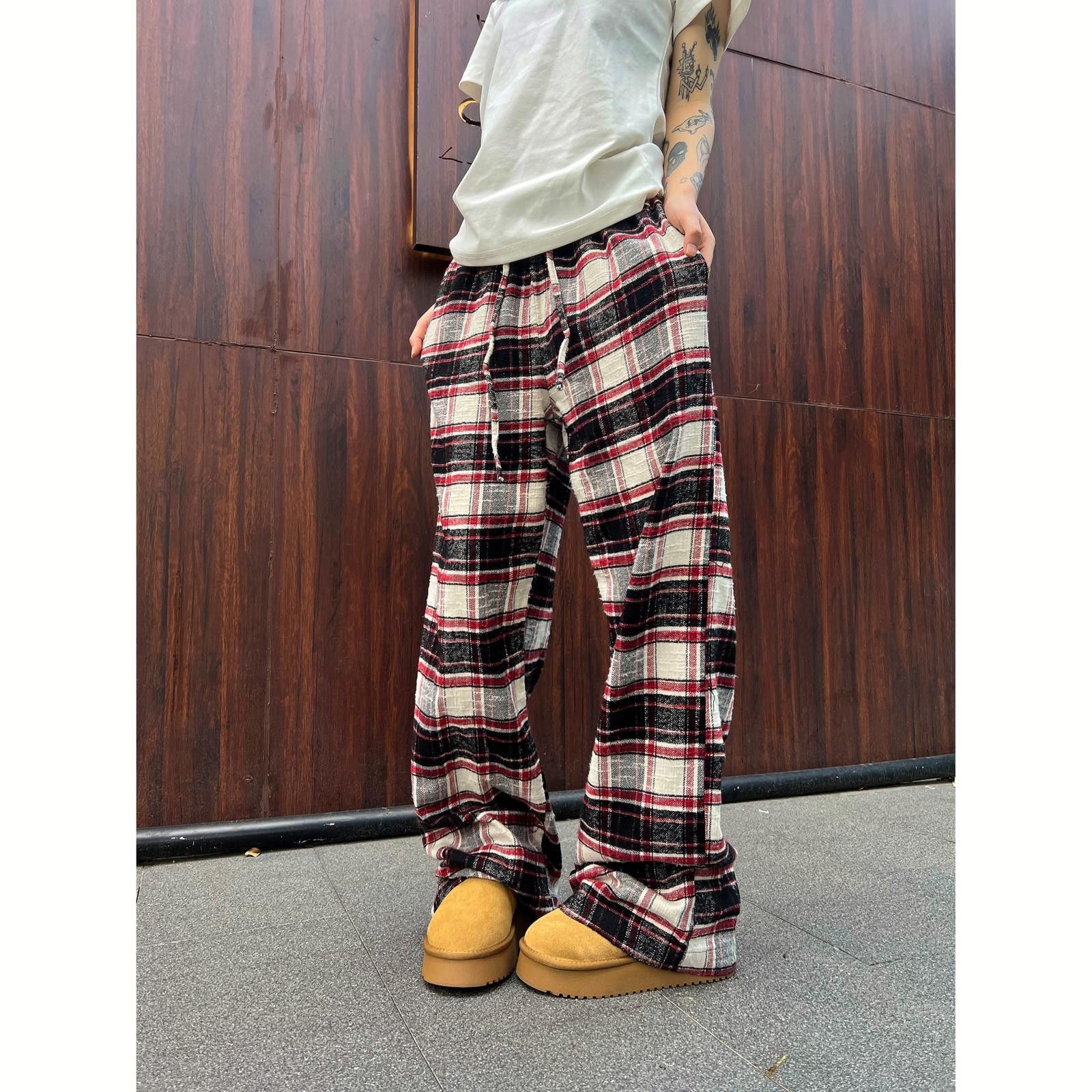 Vintage Cozy Loose Flannel Wide Leg Flare Pants Size 32" / US 10 / IT 46 - 3 Thumbnail