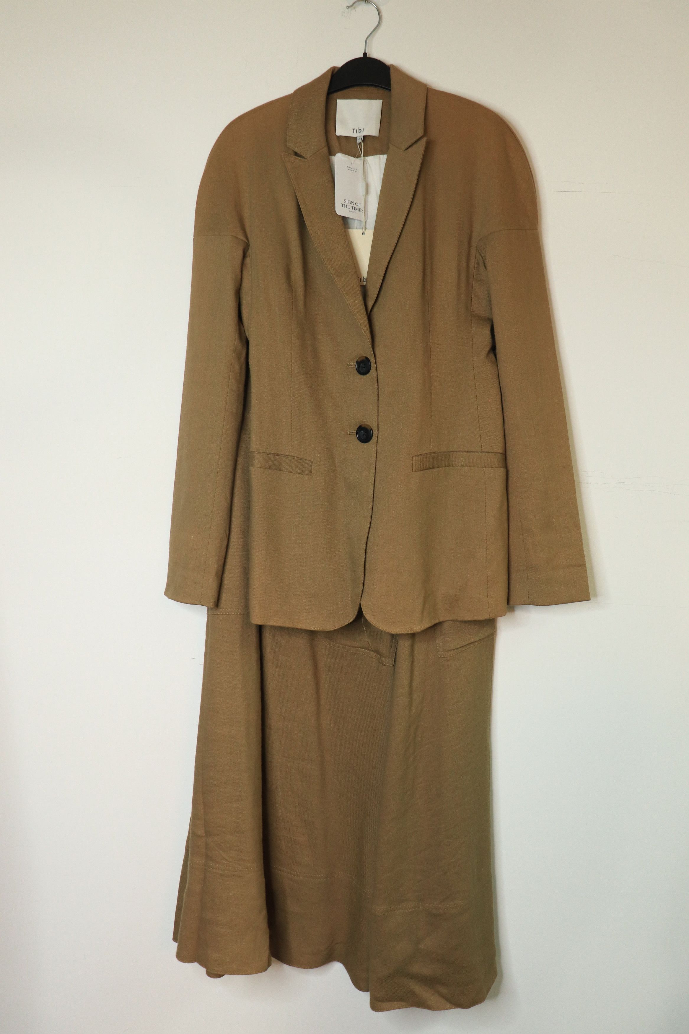 Tibi Tan linen-blend twill jacket and skirt set - UK 4 Size XS / US 0-2 / IT 36-38 - 1 Thumbnail
