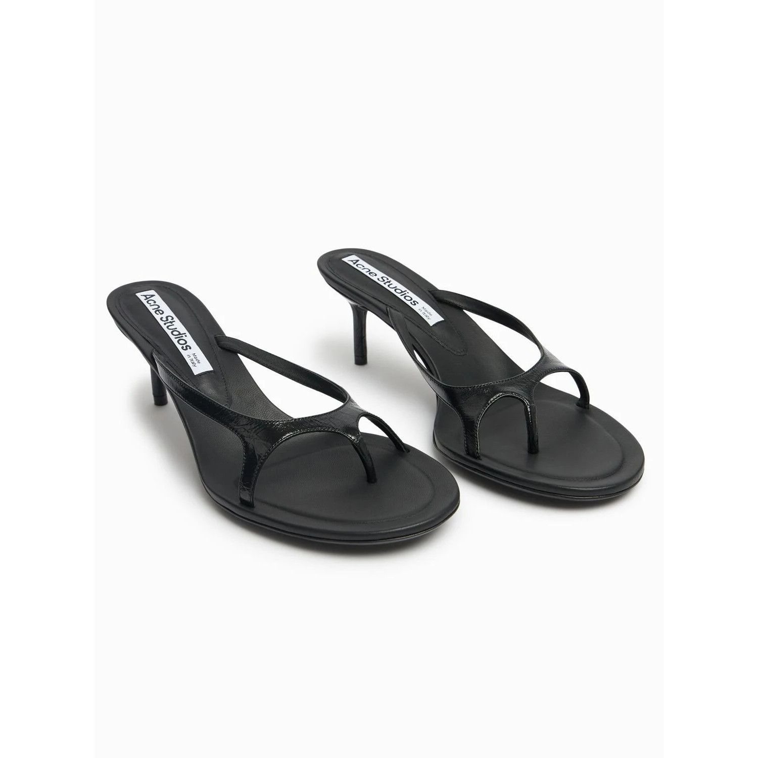 Acne Studios ACNE STUDIOS Black Leather 60mm Thong Sandals New & Authenti Size US 6 / IT 36 - 2 Thumbnail