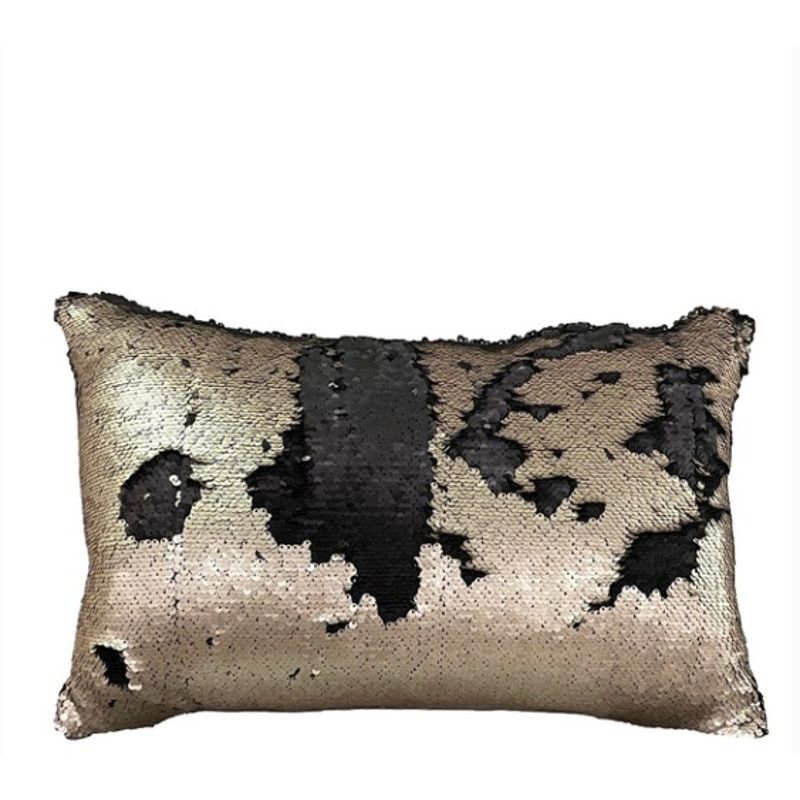 The Unbranded Brand Aviva Stanoff Mermaid Pillow 12" x 20" Gold & Black Sequin Size ONE SIZE - 1 Thumbnail