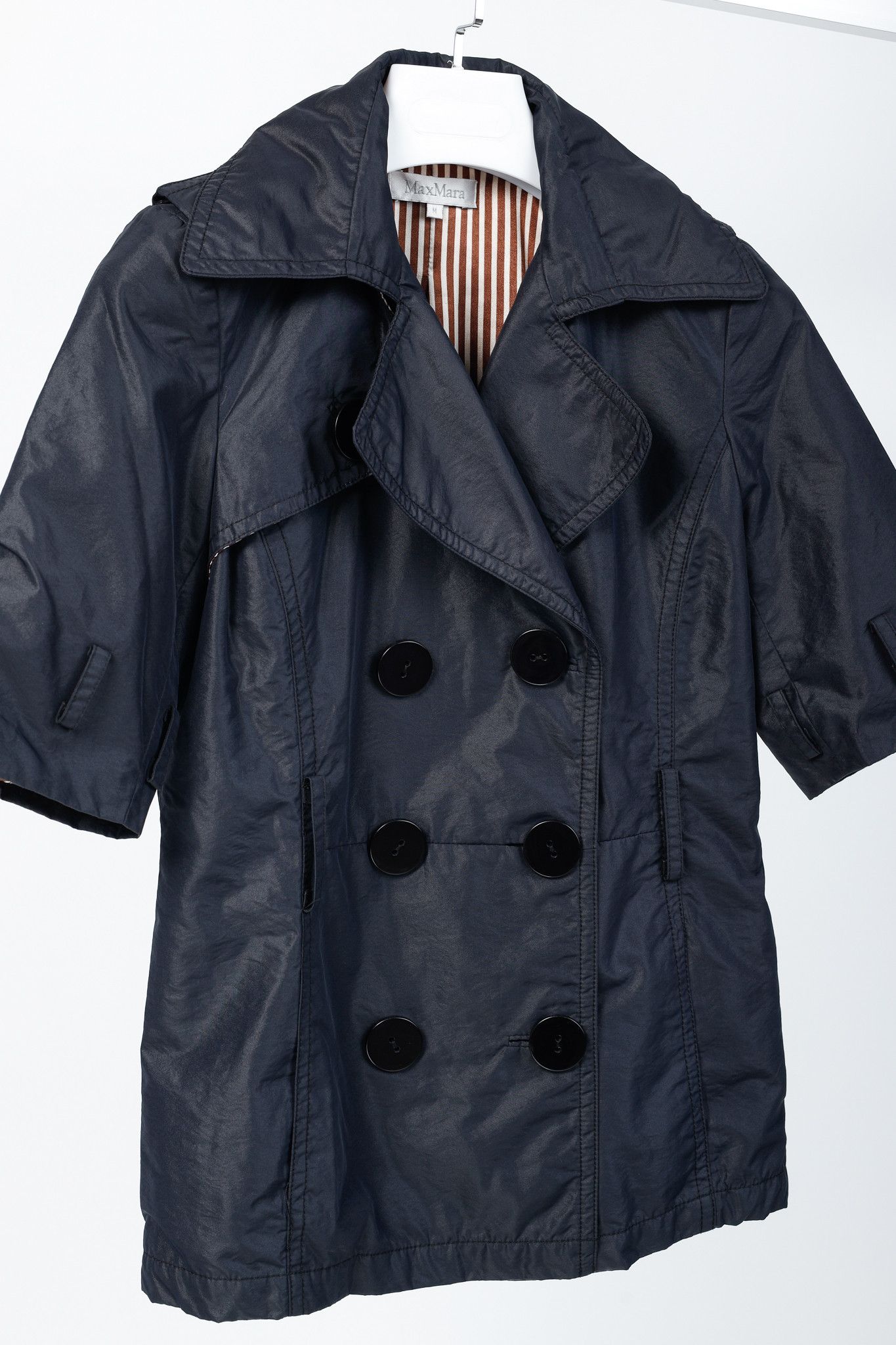 Max Mara Max Mara Black Silk Short-Sleeve Double-Breasted Jacket Size M / US 6-8 / IT 42-44 - 3 Thumbnail