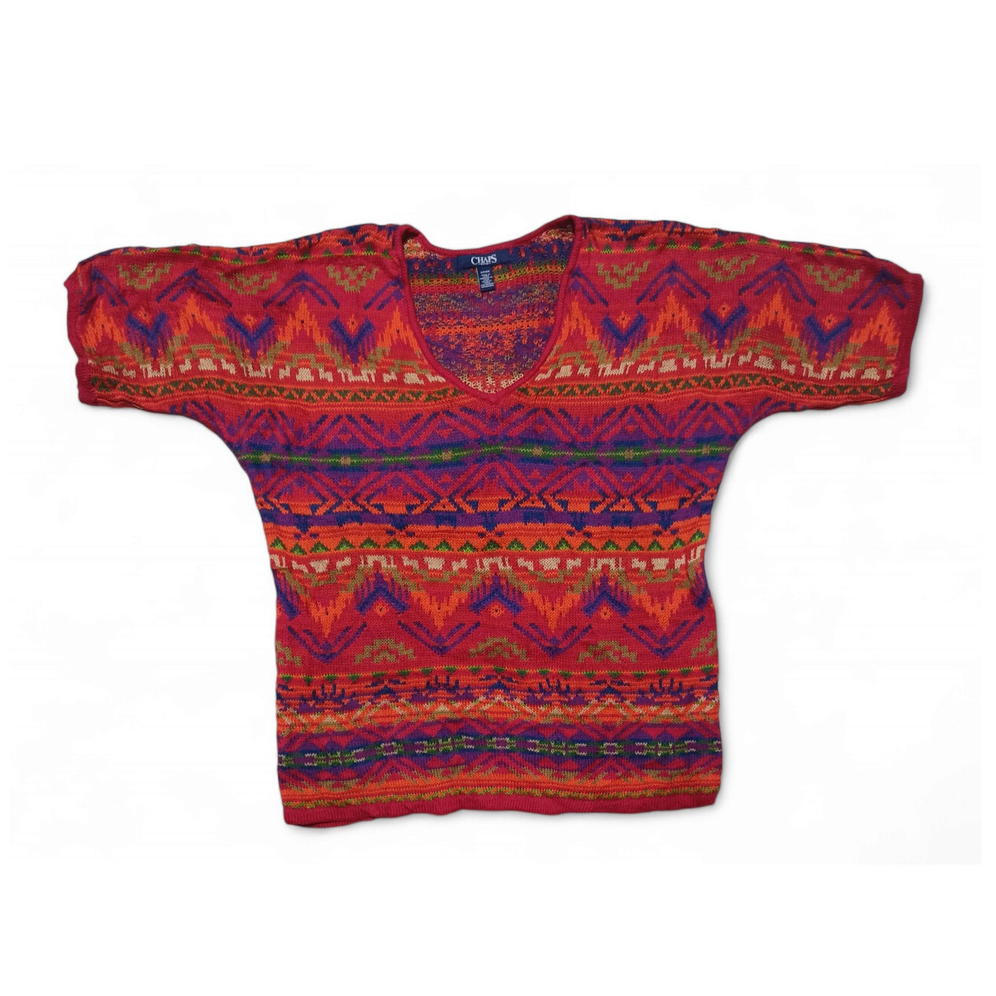 Chaps Vintage 90s CHAPS Women's Aztec Ethnic Motifs Knit Shirt Size S / US 4 / IT 40 - 1 Thumbnail