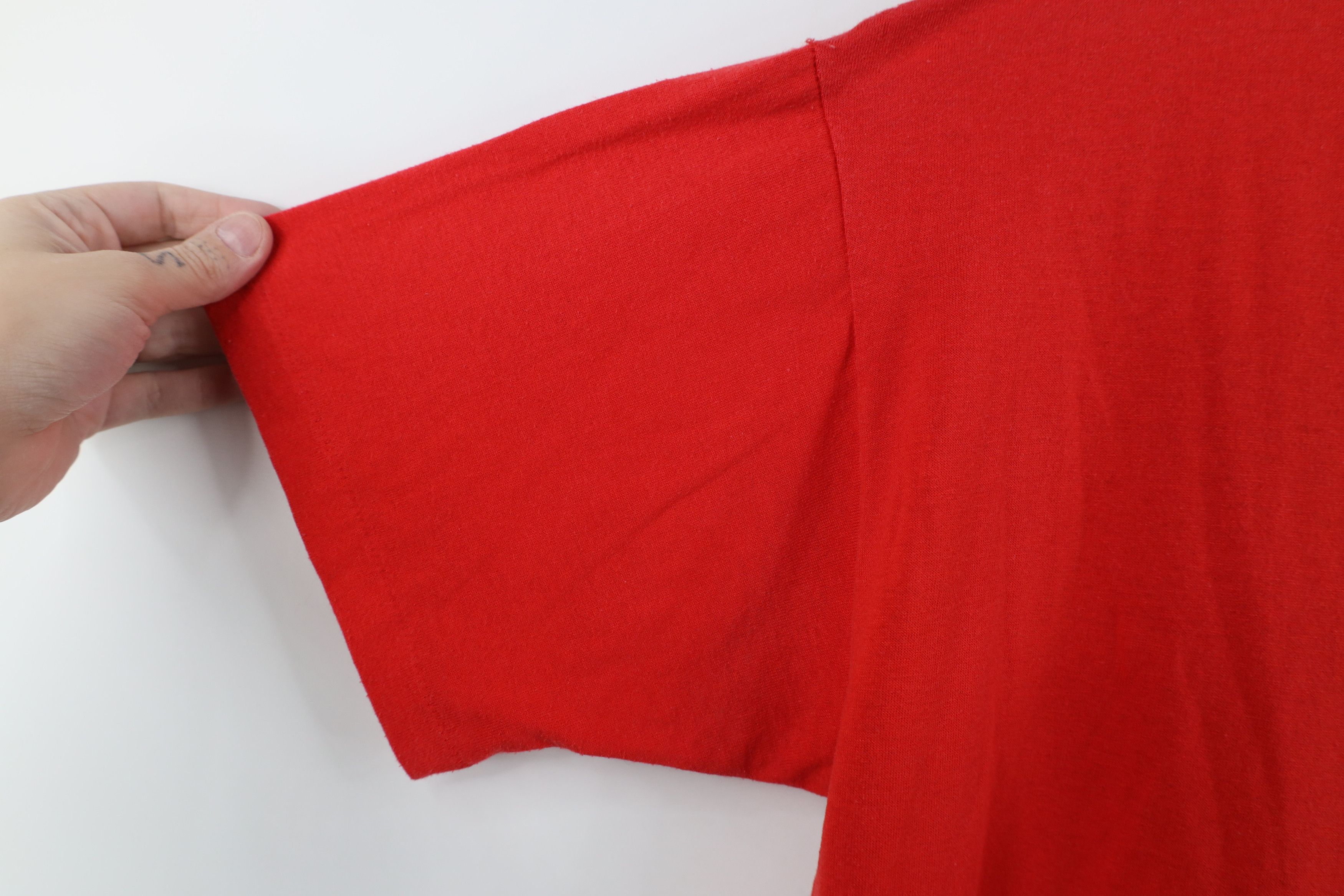 Russell Athletic Vintage 80s 90s Russell Athletic Blank Knit T-Shirt Red USA Size US L / EU 52-54 / 3 - 7 Thumbnail