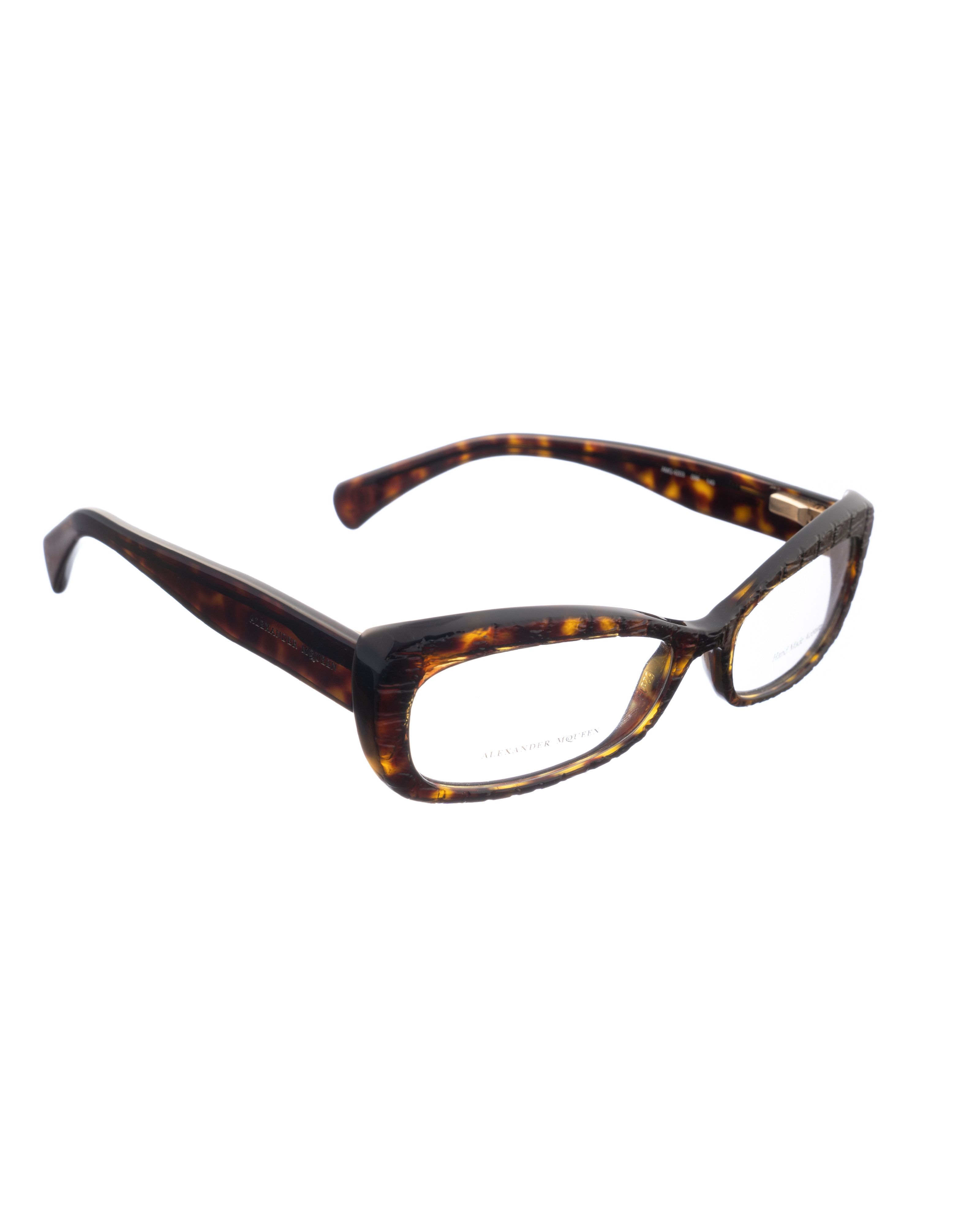 Alexander McQueen Alexander McQueen 90s Havana Crocodile Cat-Eye Glasses Size ONE SIZE - 2 Thumbnail