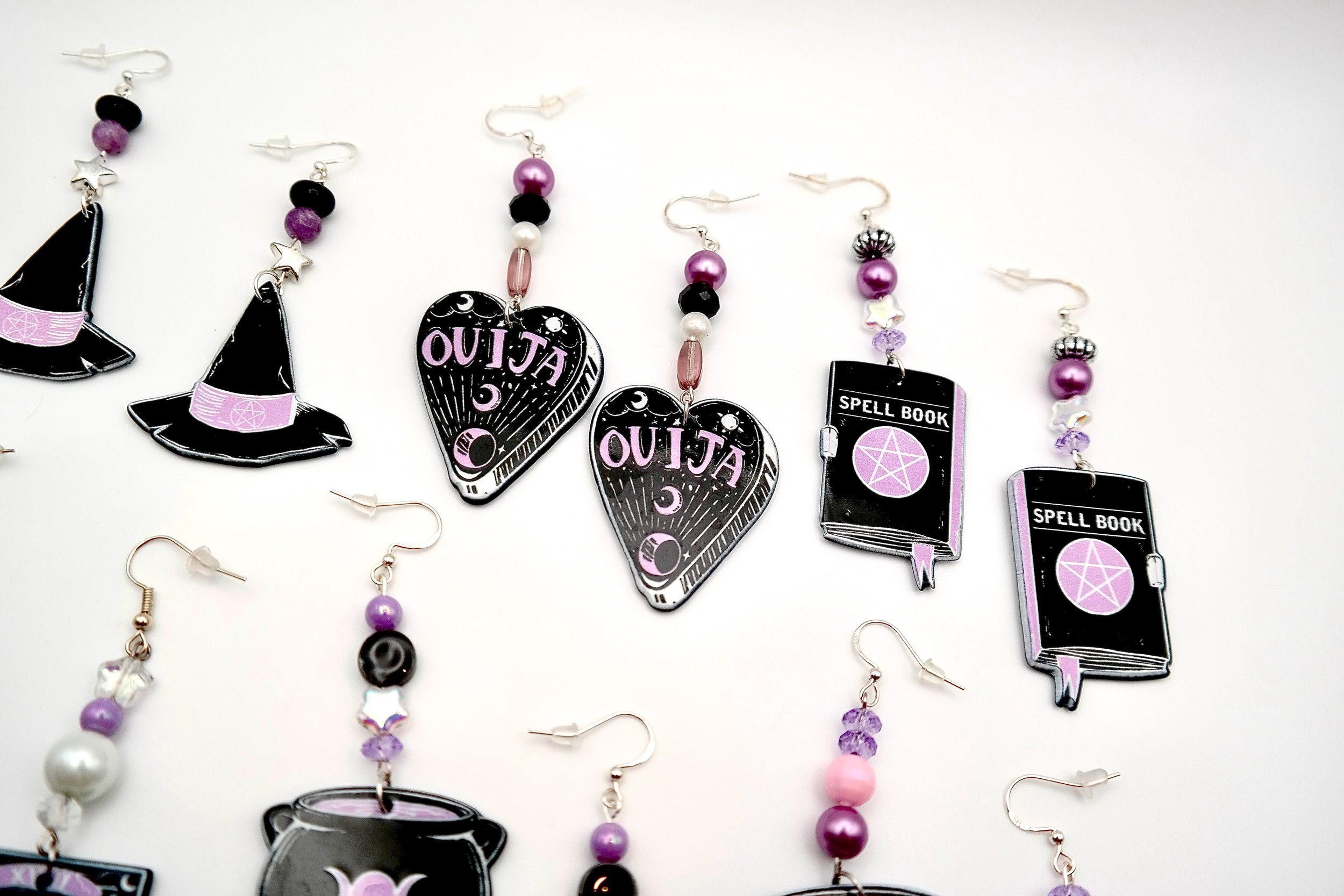 Handmade Witchy Black & Lavender Earrings Size ONE SIZE - 2 Thumbnail