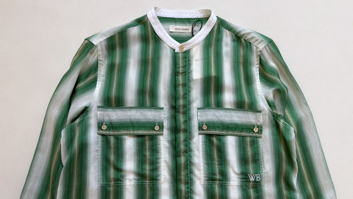 Wales Bonner ‘Cadence’ Green And Ivory Striped Shirt Size US M / EU 48-50 / 2 - 5 Thumbnail