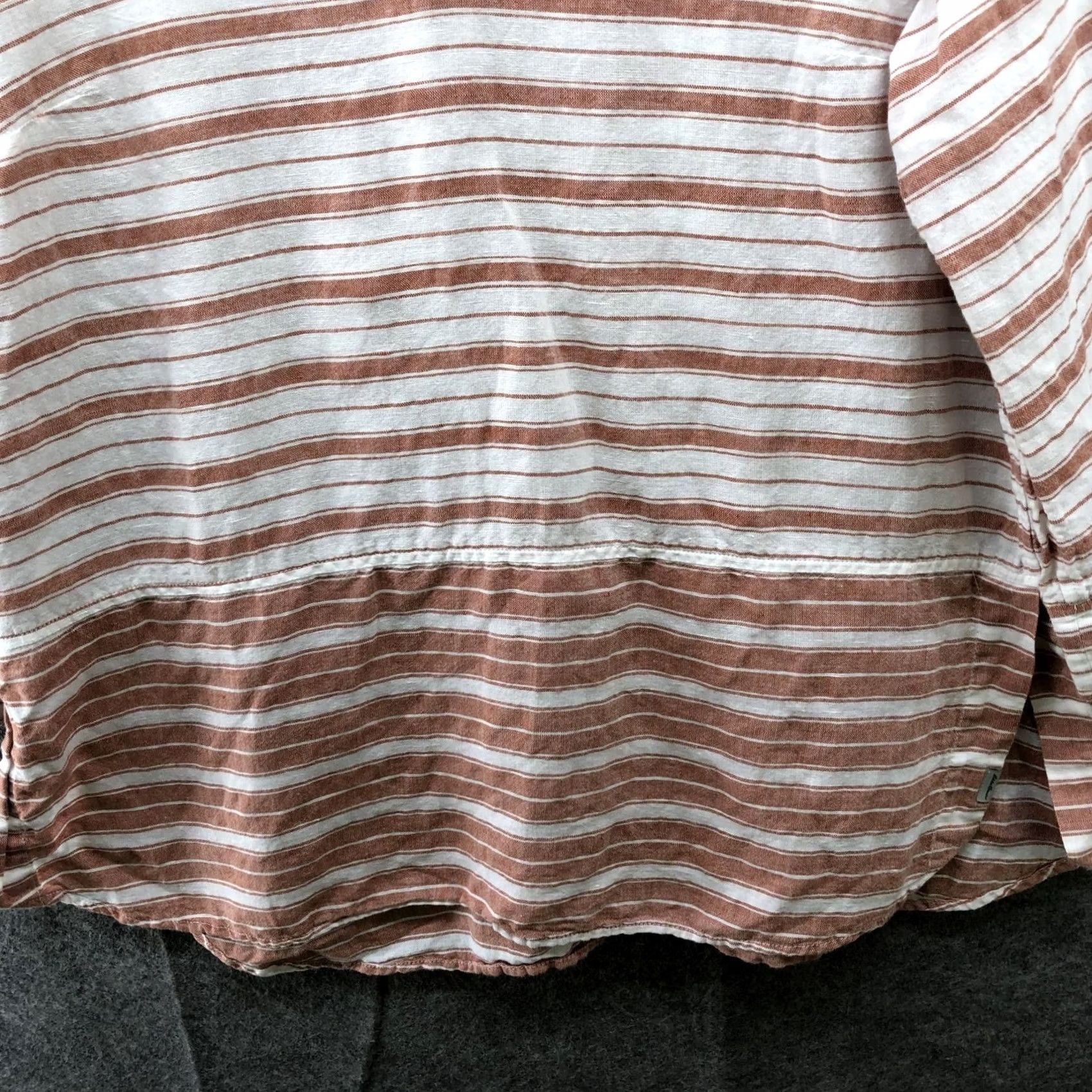 Eddie Bauer Eddie Bauer Blouse Womens L V-neck 3/4 Sleeve Linen Cotton Pink White Striped Shirt Casual Beach Classic Size L / US 10 / IT 46 - 4 Thumbnail