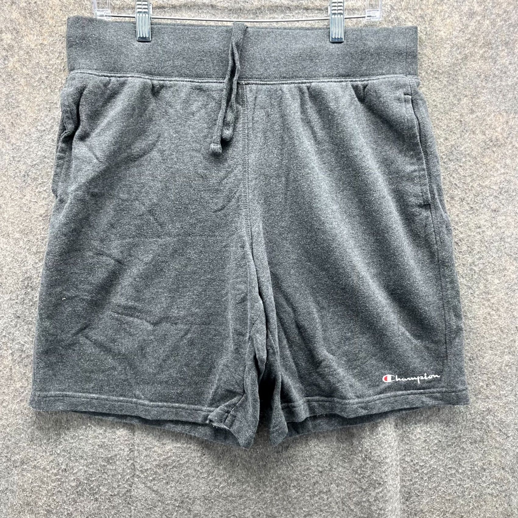 Champion VINTAGE Champion Shorts Mens Large Gray Fleece Drawstring Pocket Athletic Y2K Size US 33 - 2 Thumbnail