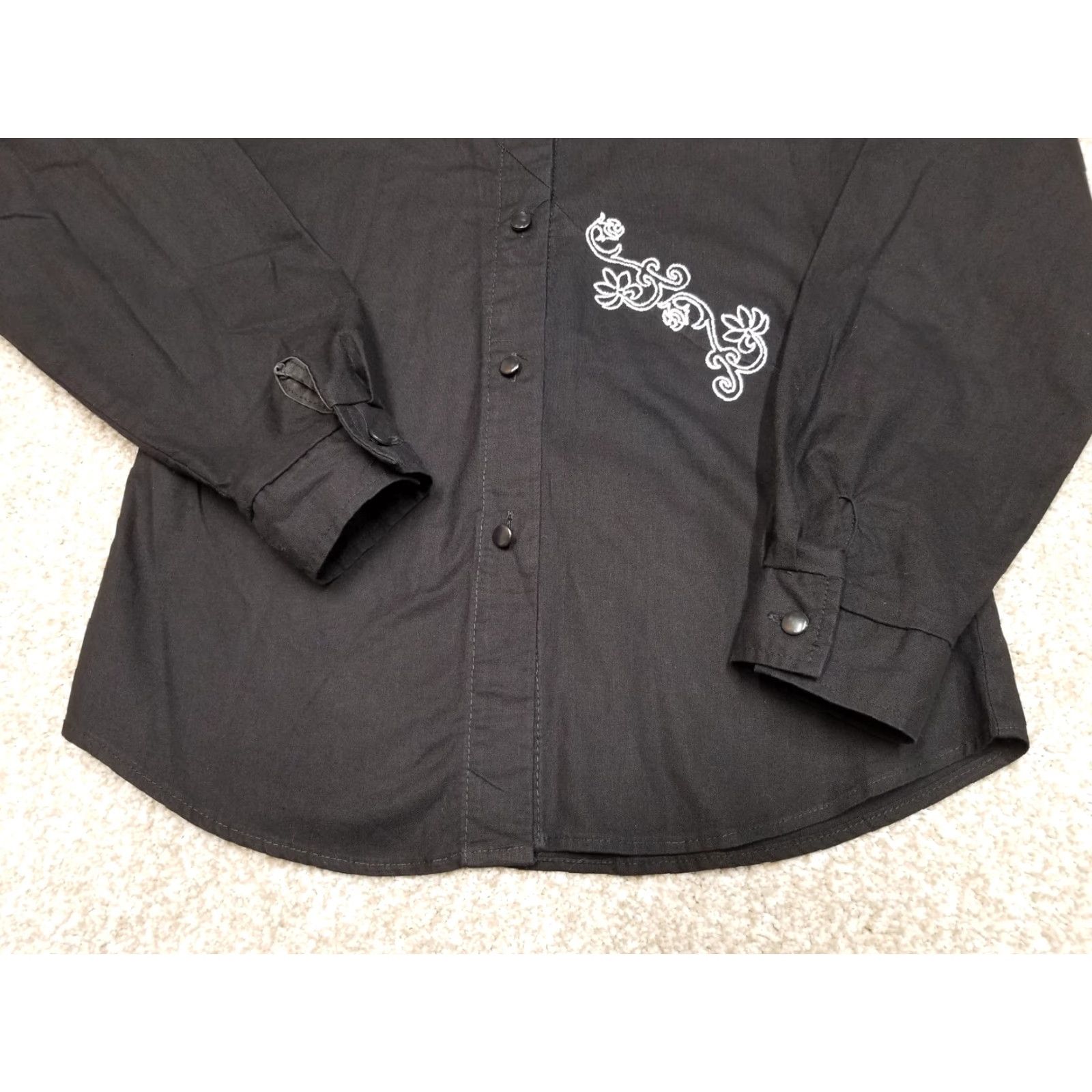 Roper VINTAGE Roper Shirt Womens M Black Floral Embroidered Long Sleeve Western Size M / US 6-8 / IT 42-44 - 2 Thumbnail