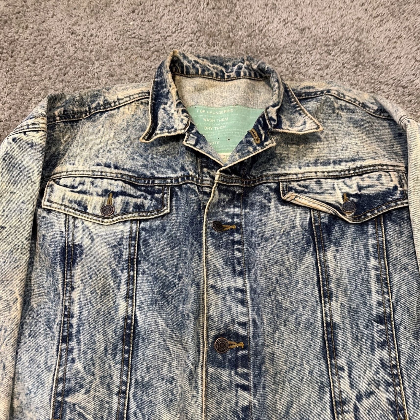 Jordache VINTAGE Jordache Denim Jacket Trench Coat Women M Blue 90s Shirt? Size 32" / US 10 / IT 46 - 3 Thumbnail