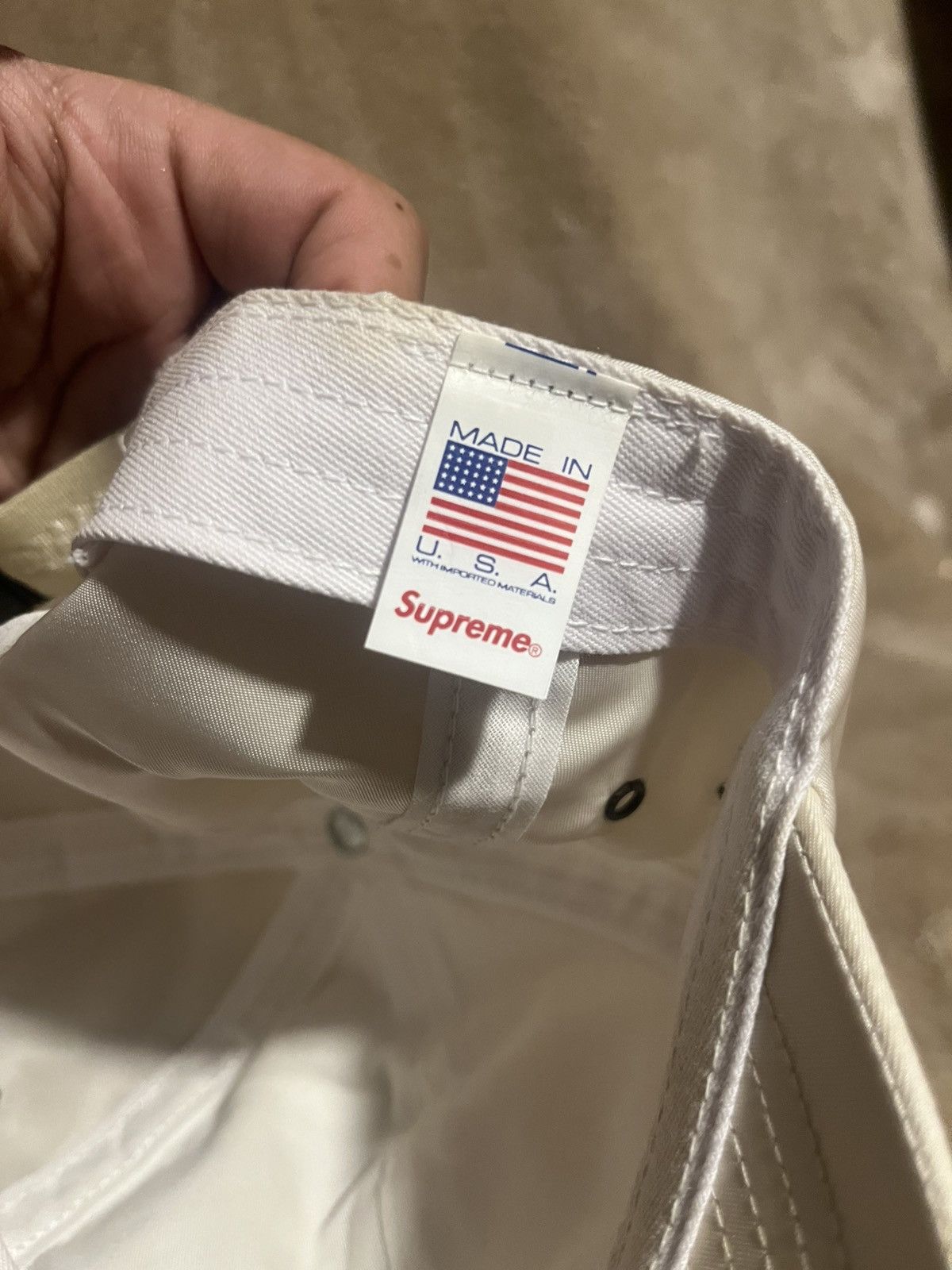Supreme Supreme made in USA Enamel Logo 6 Panel Stone Cap / hat Size ONE SIZE - 8 Thumbnail