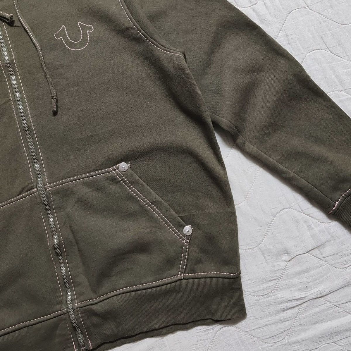 True Religion True Religion Khaki Logo Zip-Up Hoodie Size US XL / EU 56 / 4 - 8 Thumbnail