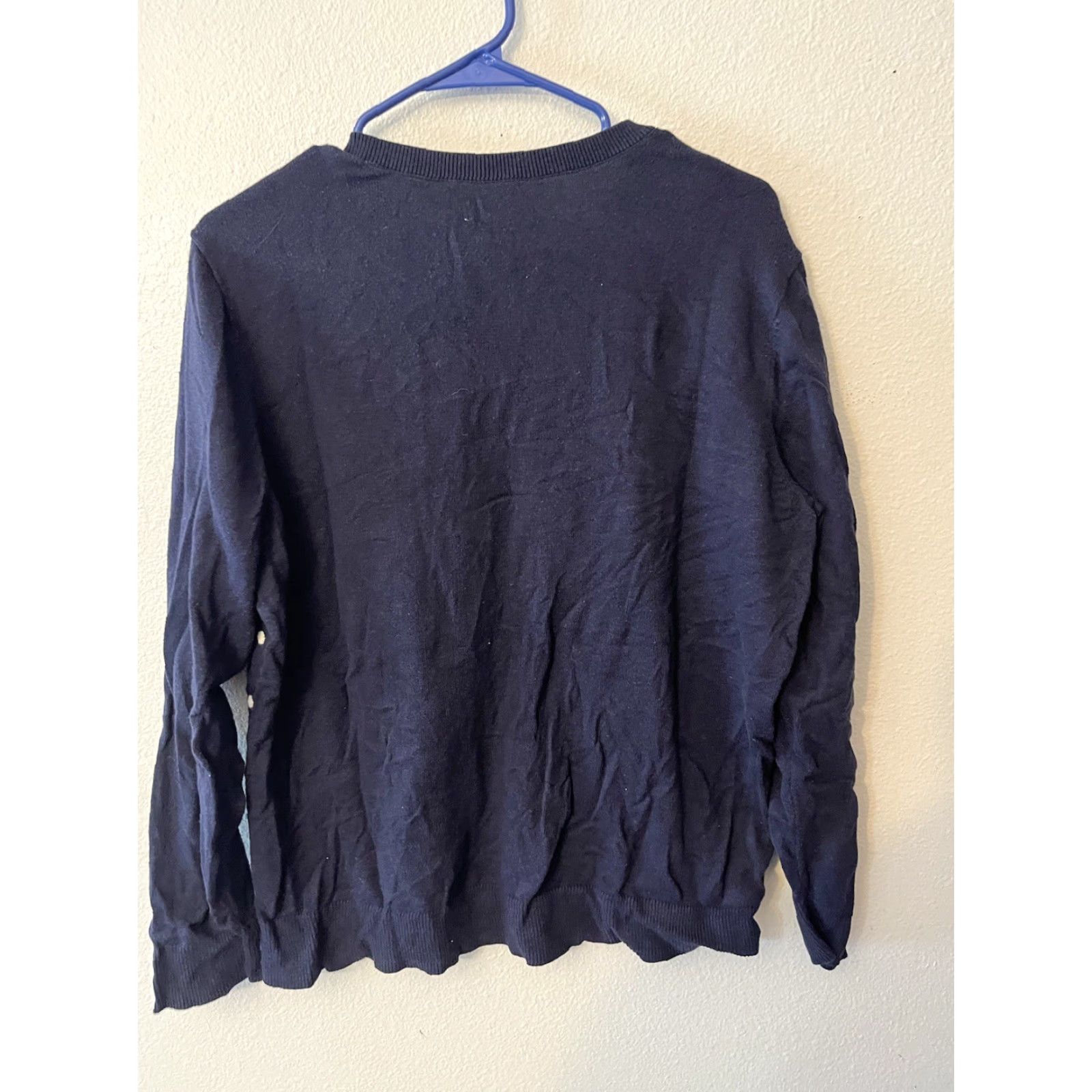 Croft & Barrow VINTAGE Croft & Barrow Cardigan Sweater Womens L Navy Blue Polka Dot Crew Neck L Size L / US 10 / IT 46 - 3 Thumbnail