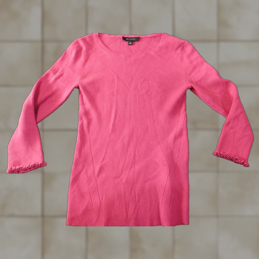 Ann Taylor Ann Taylor Womens Sweater Crew Neck Pullover Knit Pink Medium Rib Knit Classic Designer Stretch Knit Pattern Womens Pullover Neatly Crossover? Size M / US 6-8 / IT 42-44 - 1 Thumbnail