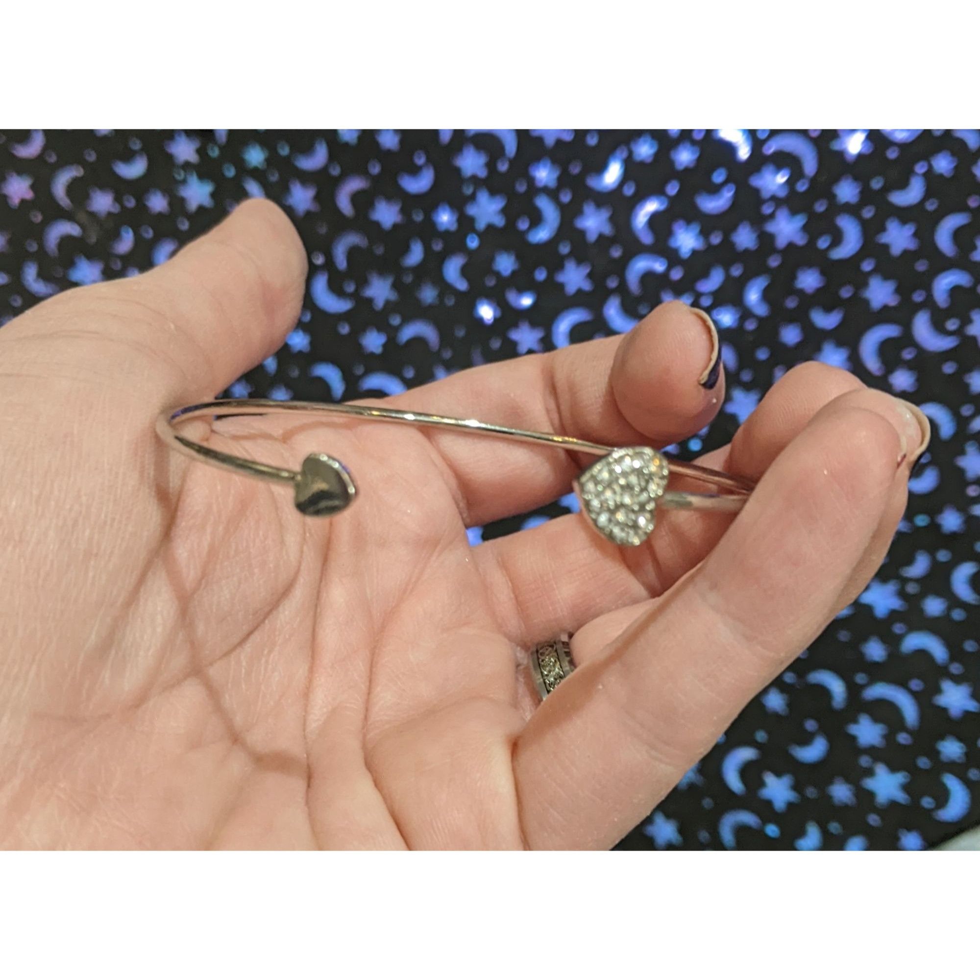 Other Minimalist Heart Open Cuff Rhinestone Bracelet Size ONE SIZE - 2 Thumbnail