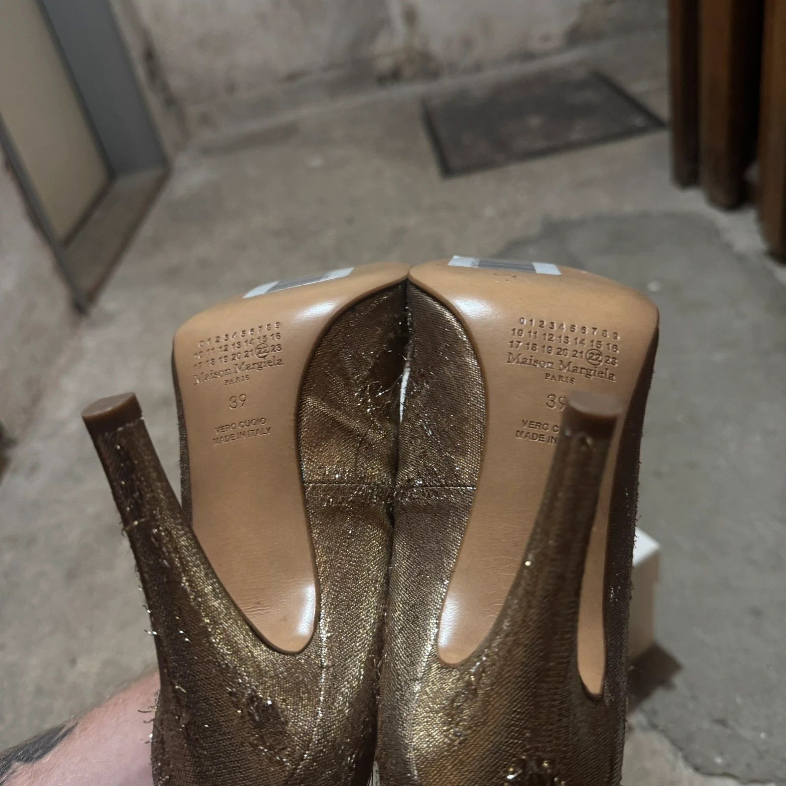 Maison Margiela Maison Margiela high heels Distressed metallic lamé gold Size US 9 / IT 39 - 5 Thumbnail