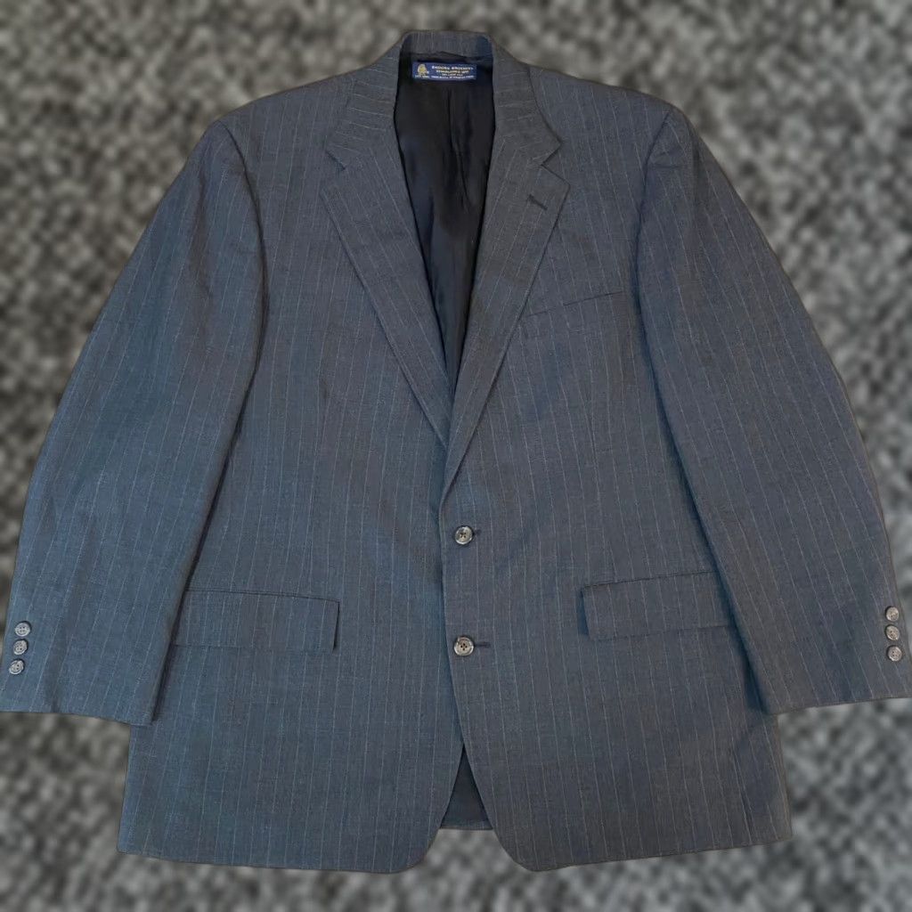 Brooks Brothers VINTAGE Brooks Brothers Sport Jacket Mens 46L Pinstripe Blazer Two Button Wool Gray Striped Business Formal Size 46R - 1 Thumbnail