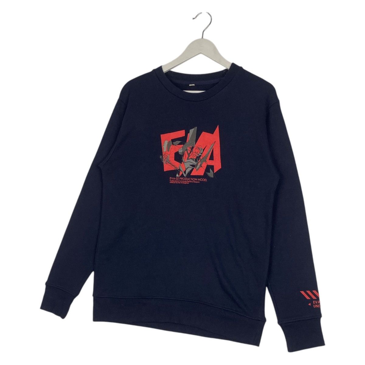 Designer Vintage Eva 02 Long Sleeve Tshirt Embroidered Navy Blue Size US L / EU 52-54 / 3 - 2 Thumbnail