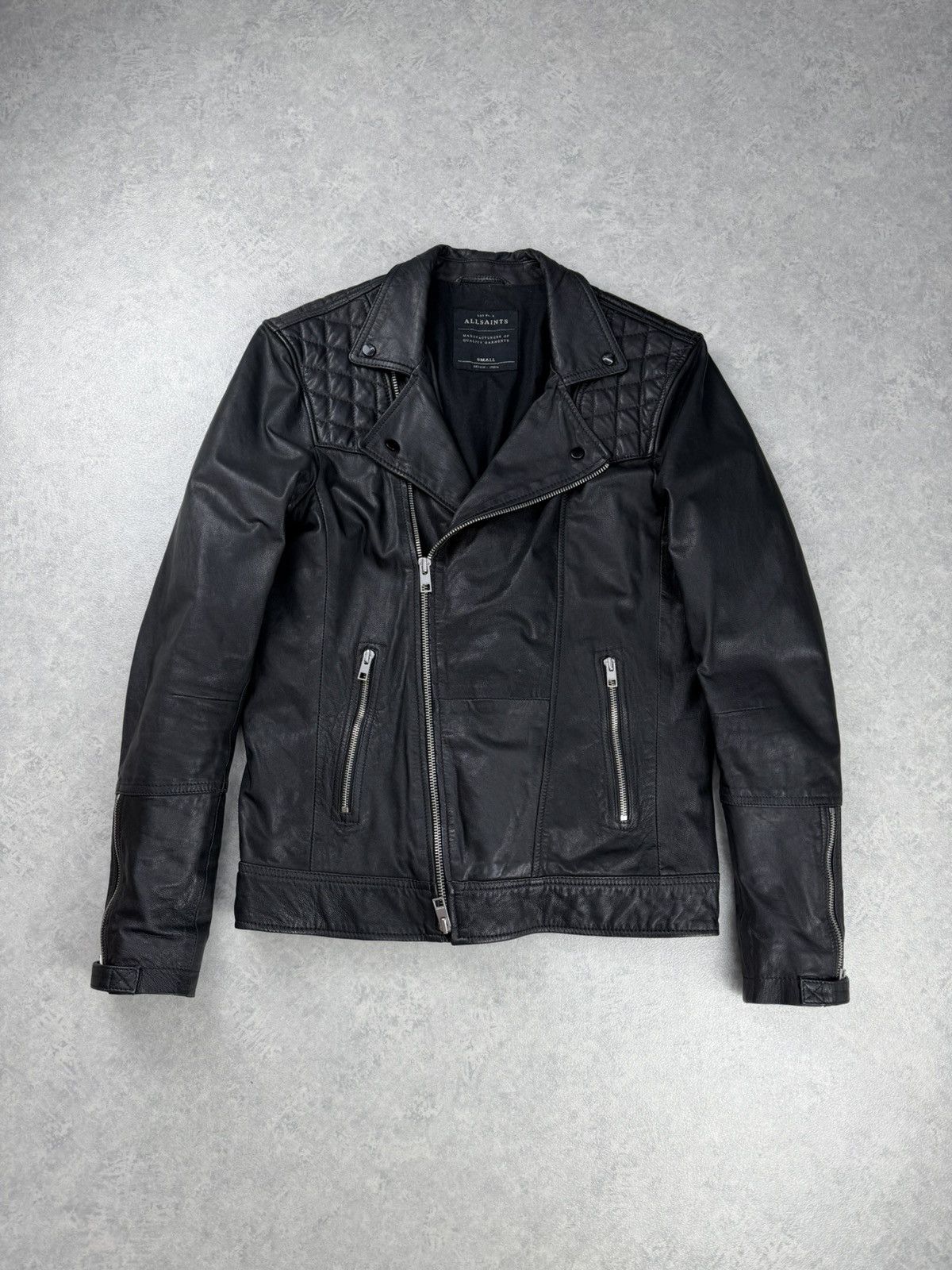 Allsaints AllSaints Kushiro Leather Biker Jacket Mens S Black Size US S / EU 44-46 / 1 - 1 Thumbnail