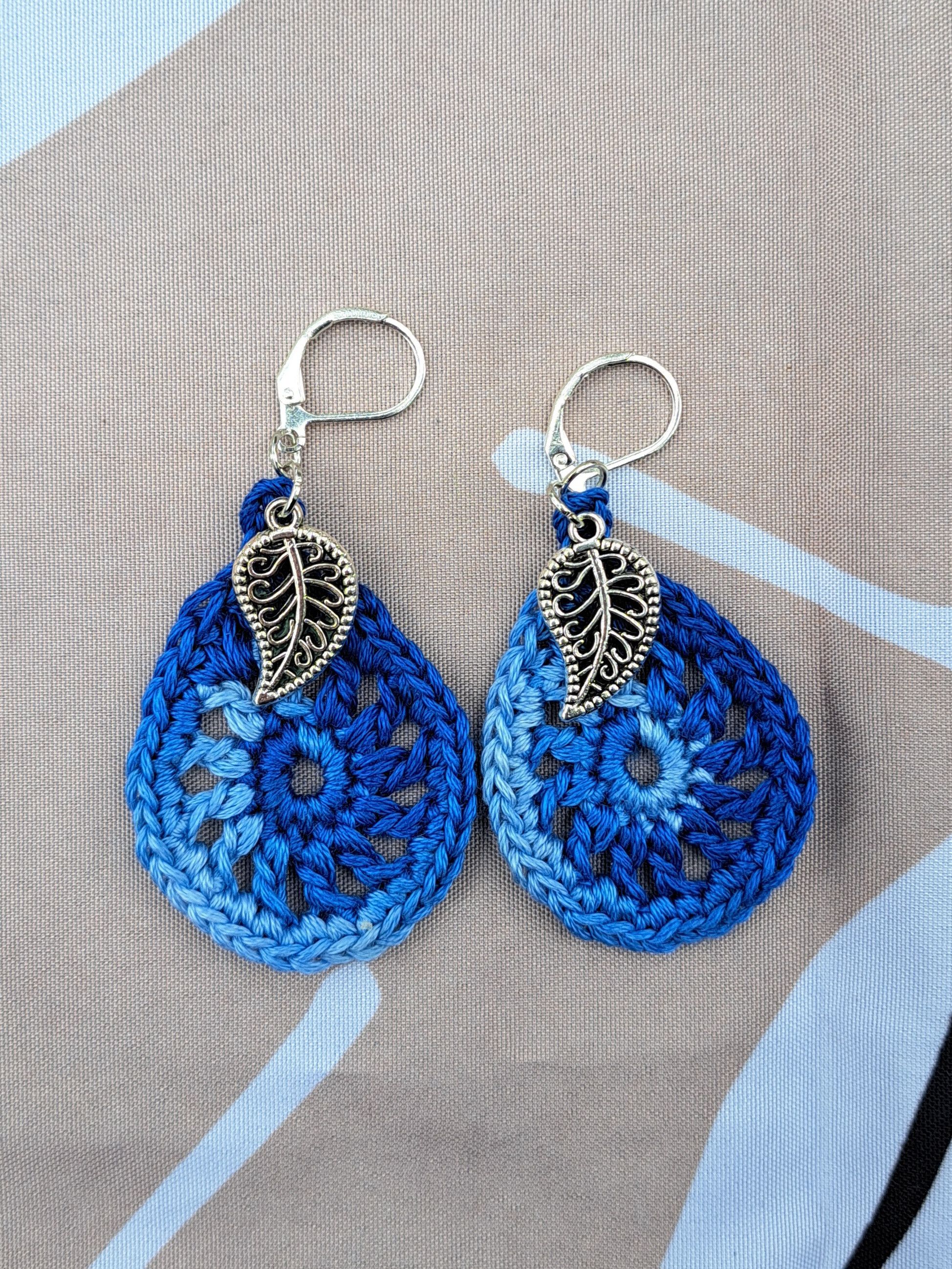 Handmade Crochet water droplet earrings Size ONE SIZE - 1 Preview