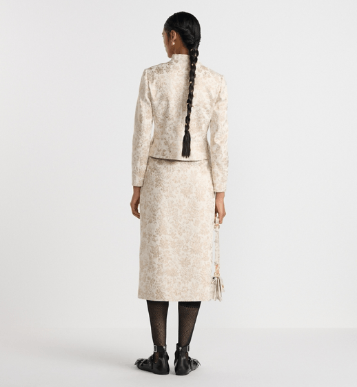 Dior o1w1db10326 511J49 Mid-Length Skirt in White/Gold Size 26" / US 2 / IT 38 - 5 Thumbnail