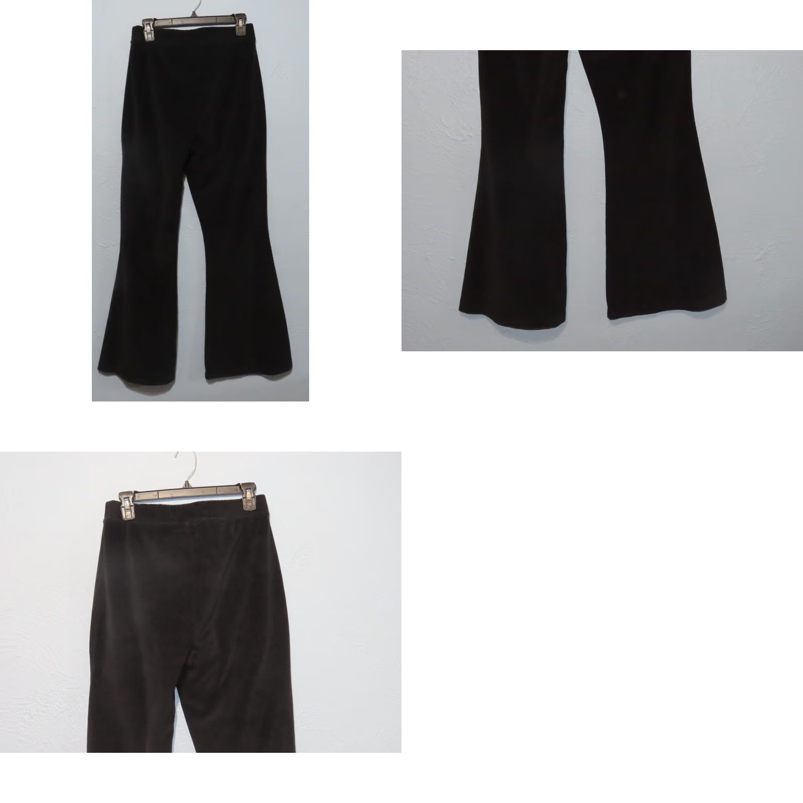 Vintage Aerie Black Corded Velour Elastic Waist High Rise Flare Pant M Regular Women Pants Ltd Knit Velour Sweatpants Casual Spring Fall Womens Size 32" / US 10 / IT 46 - 8 Thumbnail