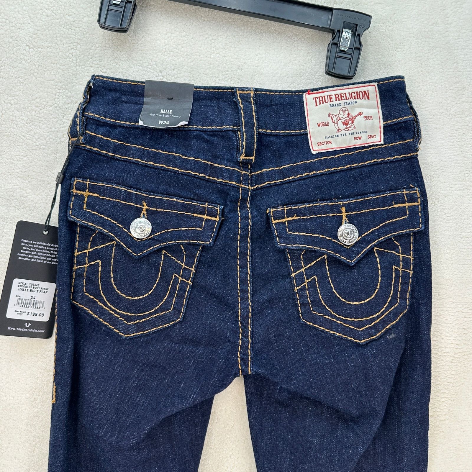 True Religion TRUE RELIGION WOMEN'S SIZE 24 HALLE BIG T FLAP DARK WASH SKI Size 24" / US 00 / IT 34 - 6 Thumbnail