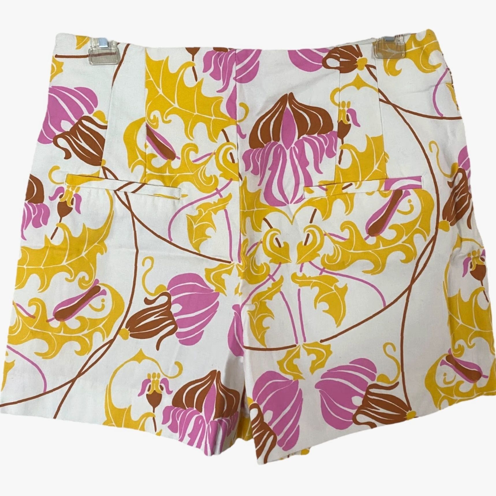 Zara Zara High Waisted Shorts Women's Size Medium White Yellow Pink Floral Print Size 32" / US 10 / IT 46 - 4 Thumbnail