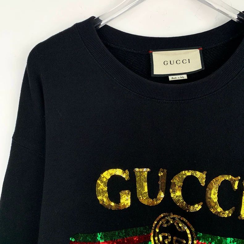 Gucci Gucci Logo tiger head sequin design round neck black cotton Size US M / EU 48-50 / 2 - 3 Thumbnail
