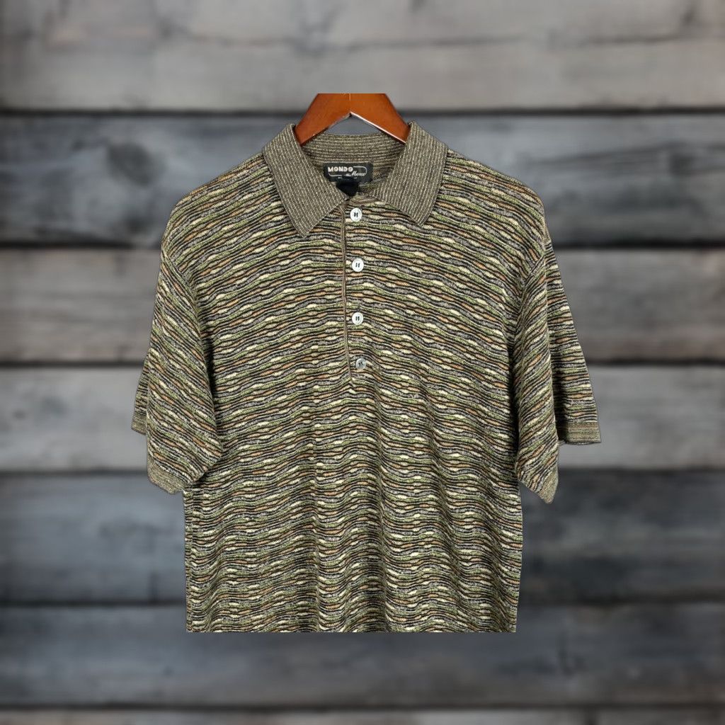 Coogi VTG 90s COOGI Style 3D Knit Polo Shirt Adult Medium