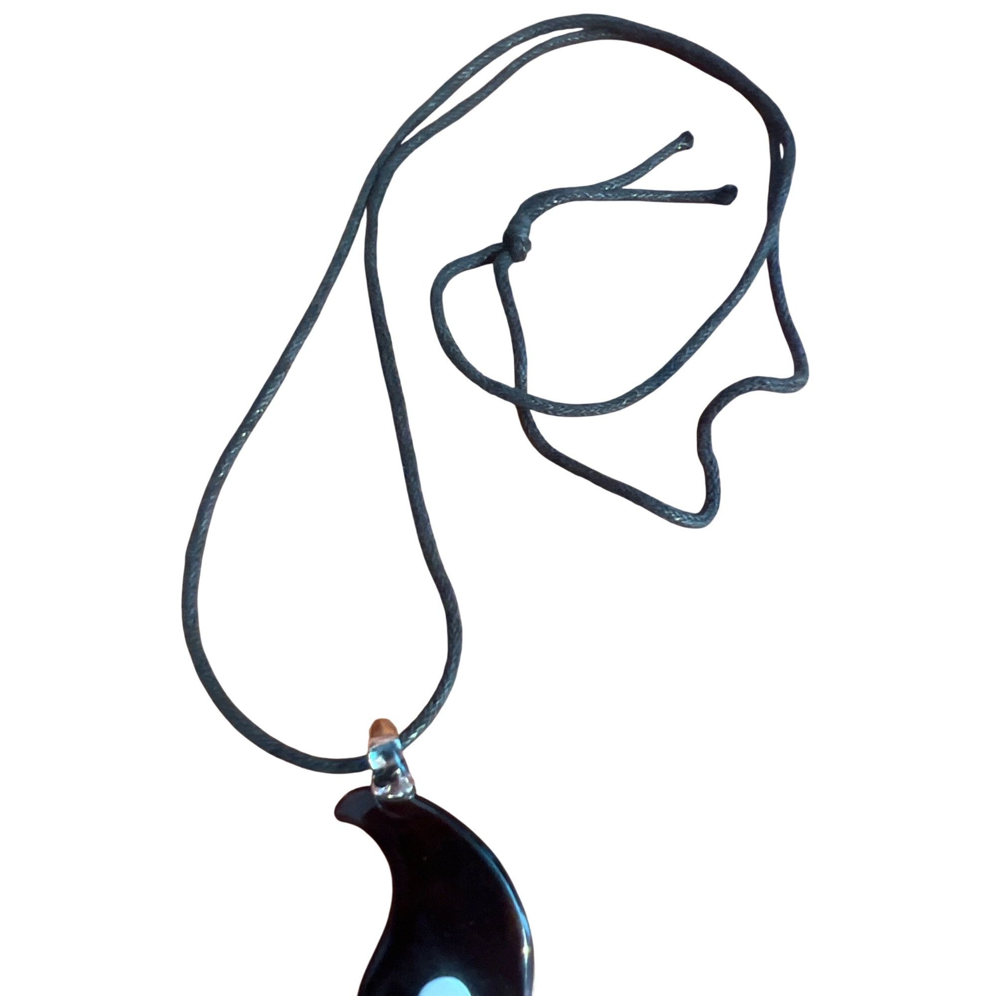 Other Black White Glass Yin Yang Pendant Necklace Black Cord Skate Size ONE SIZE - 3 Thumbnail