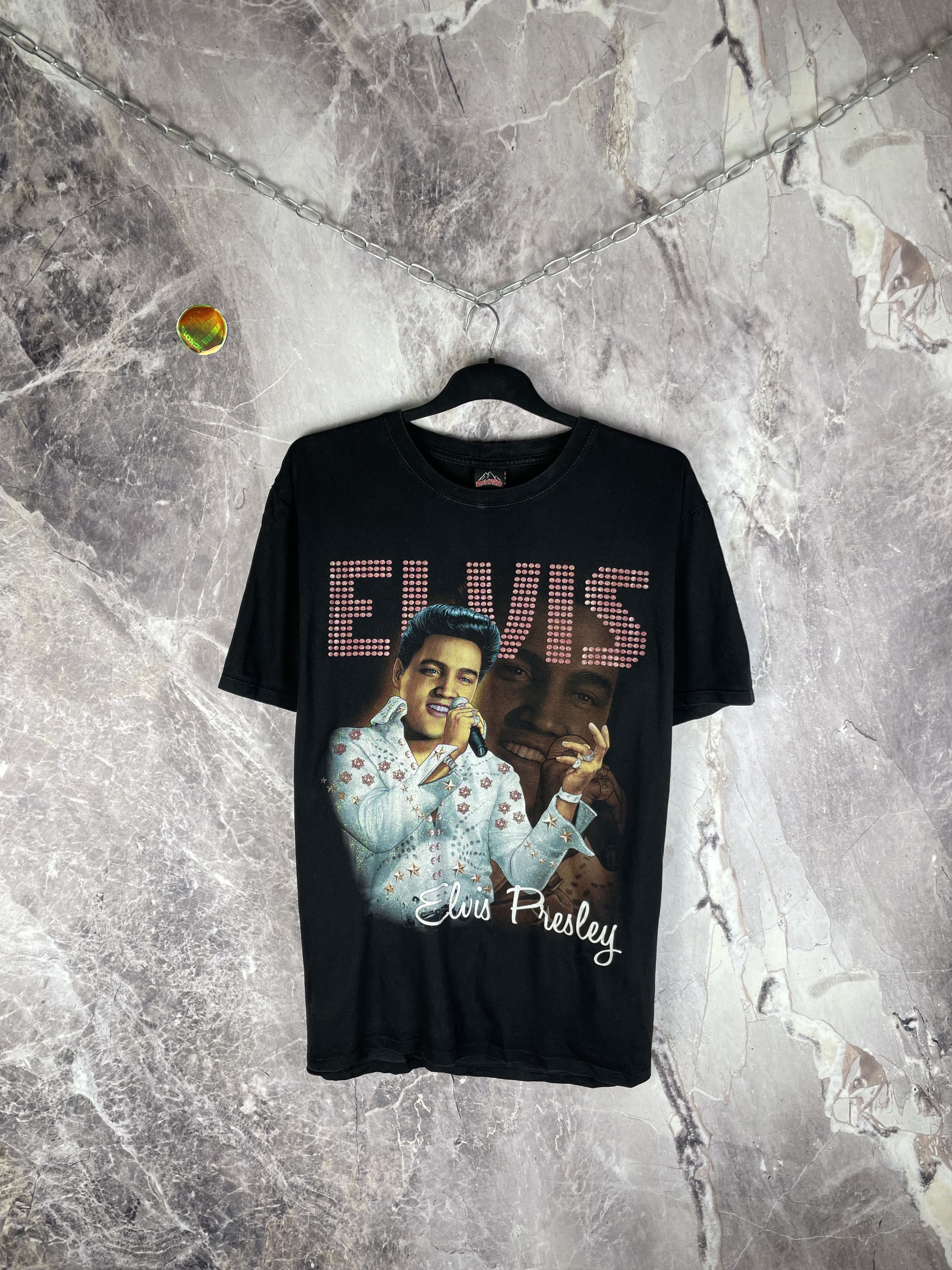 Band Tees Vintage 00s Elvis Presley Band Rock Faded Boxy T-shirt Size US XL / EU 56 / 4 - 1 Thumbnail