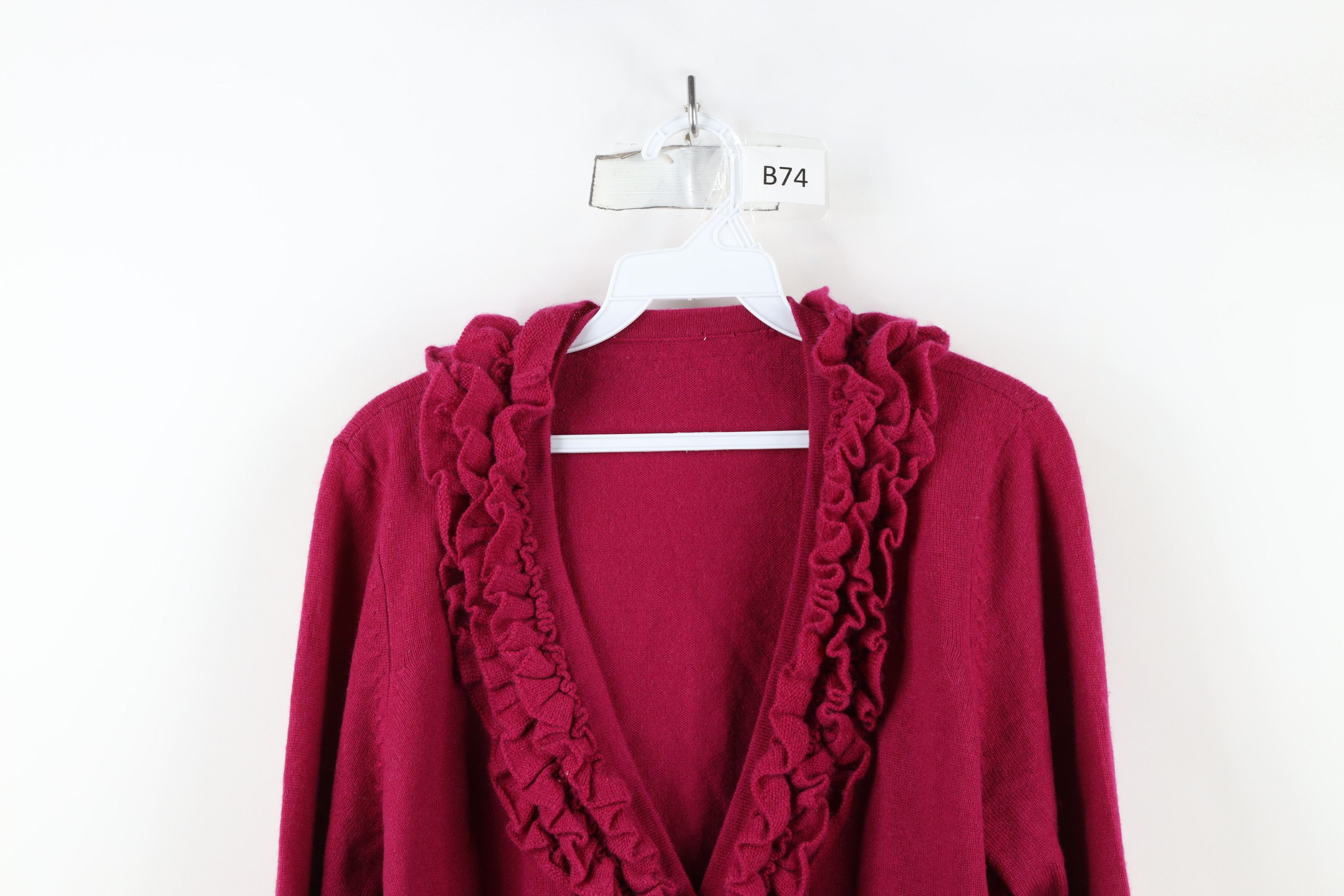 Vintage Vintage 90s Streetwear Cashmere Cardigan Sweater Magenta Size L / US 10 / IT 46 - 2 Thumbnail